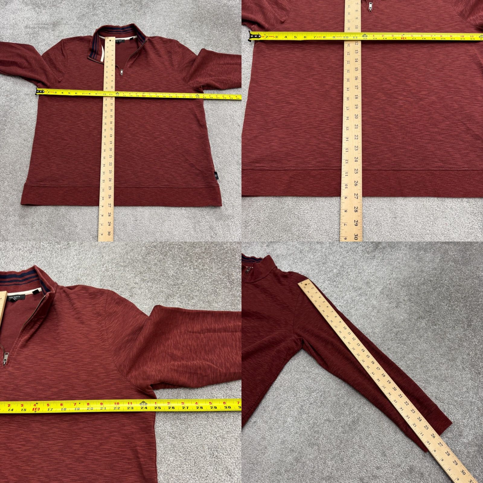 Ted Baker Ted Baker London 1/4 Zip Pullover Sweater Men 3XL Burgundy Red Knit Stretch Mock Neck Casual Workwear Designer Classic Preppy Size US XXL / EU 58 / 5 - 9 Thumbnail