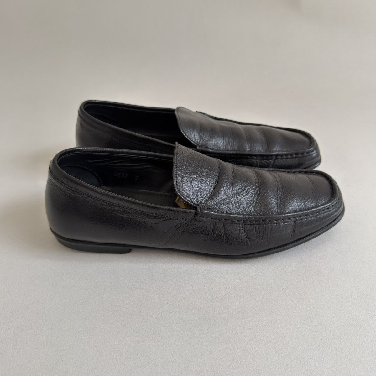 Prada Tumbled Black Leather ‘Low Profile’ Loafers Size US 9 / EU 42 - 15 Thumbnail