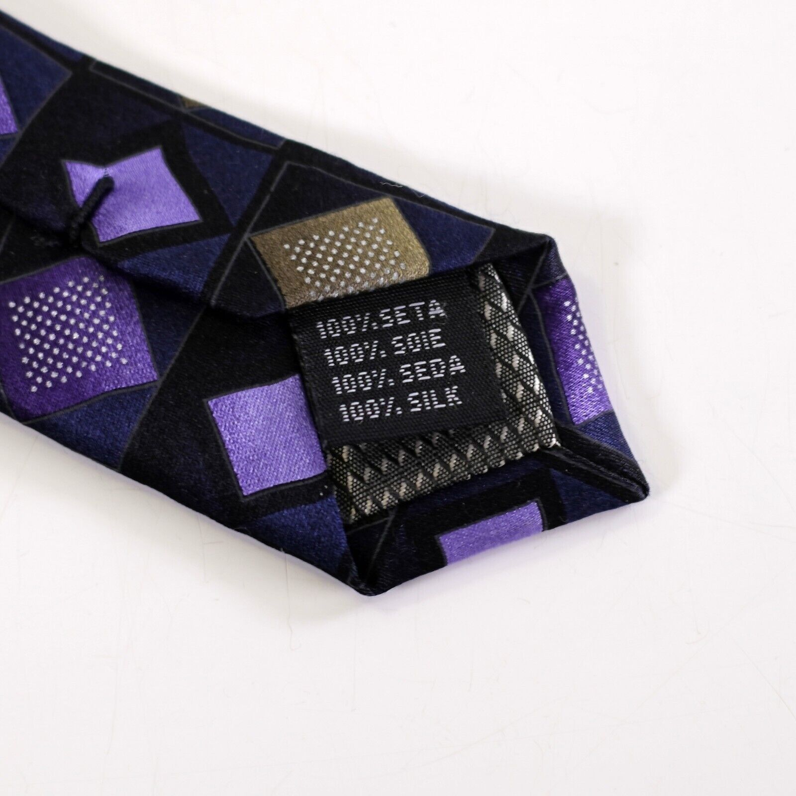 Croft & Barrow Croft & Barrow Purple Tan Geometric Print Long Silk Tie Size ONE SIZE - 4 Thumbnail