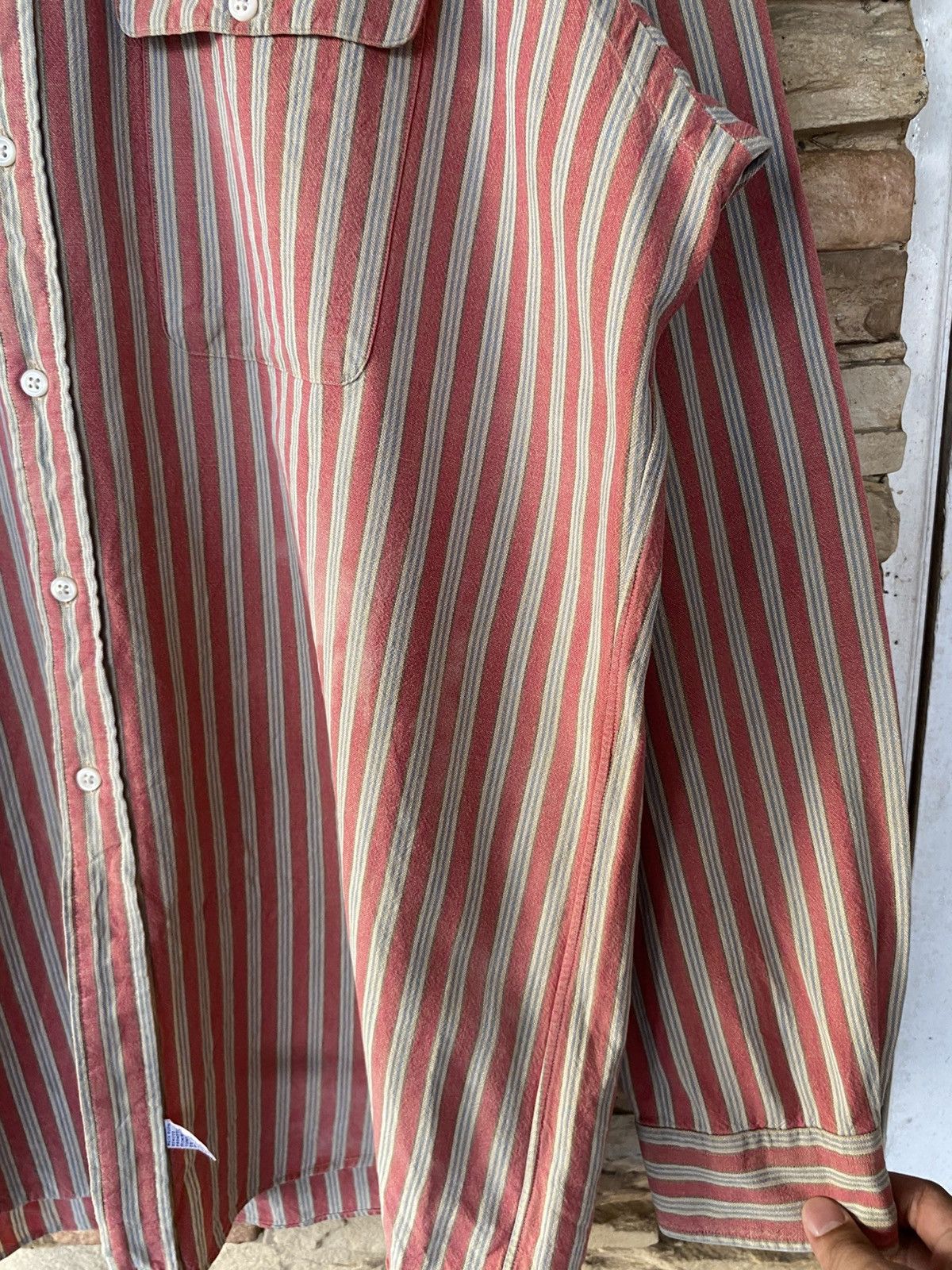 Polo Ralph Lauren Vintage 90s Polo Ralph Lauren Striped Two-Pocket Button-Up Mandarin Collar Long Sleeve Shirt Kemeja Size US XXL / EU 58 / 5 - 5 Thumbnail