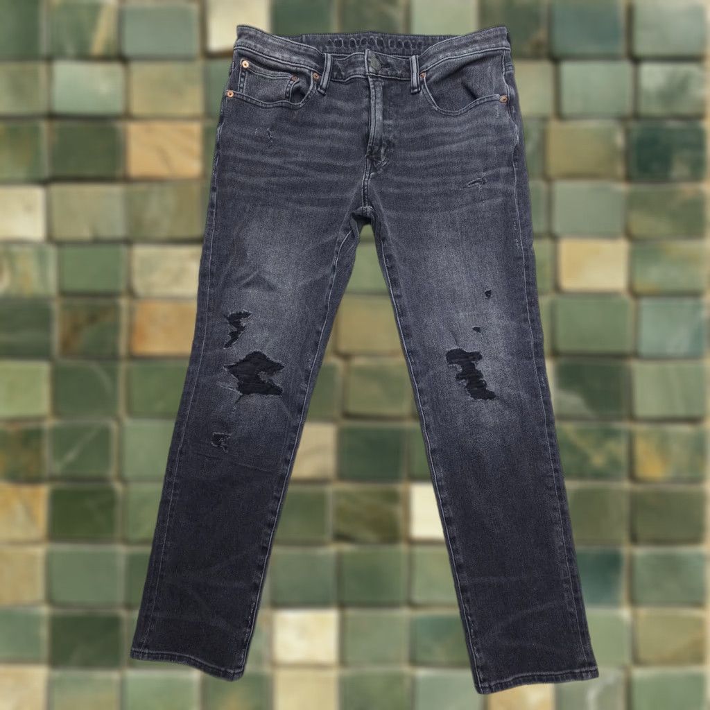 American Eagle Outfitters American Eagle Outfitters Airflex Slim Straight Jeans Mens 34 x 30 Distressed Black Inseam 28 5-Pocket Denim Size US 34 / EU 50 - 1 Thumbnail