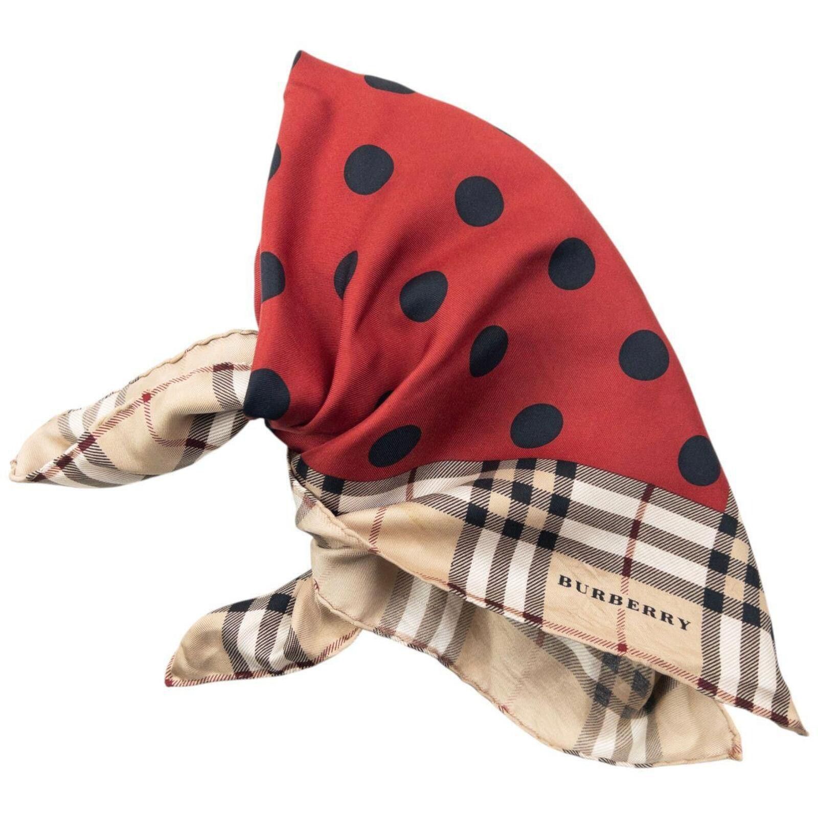 Burberry Vintage 2000s Burberry Nova Check Polka Dot Silk Scarf Size ONE SIZE - 1 Preview
