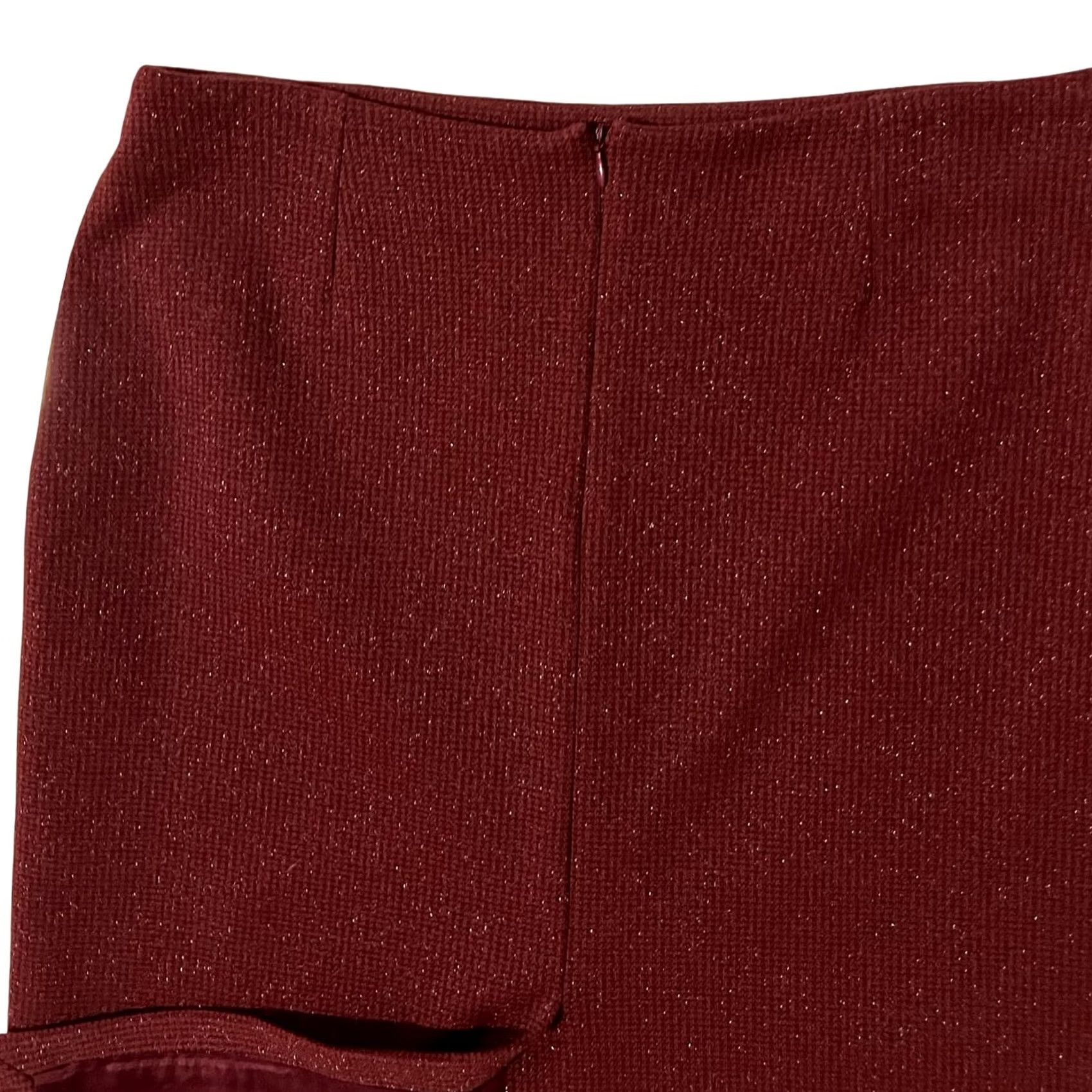 Vintage les chemins blancs Skirt Knee Length Maroon Burgundy Nylon Pencil Womens L Size Size 36" / US 14 / IT 50 - 6 Thumbnail