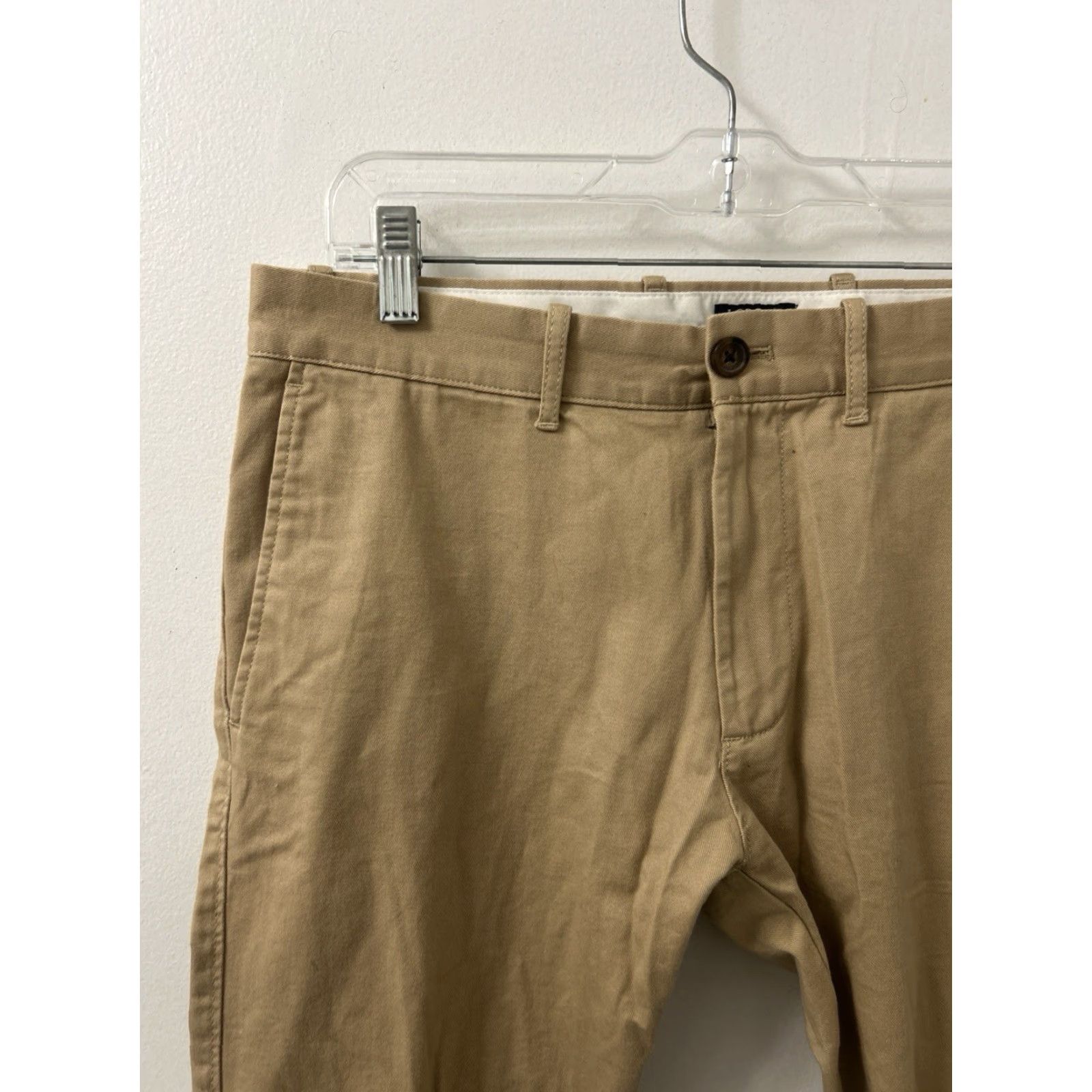 Vintage J Crew Flex Slim Chino Pants Mens 30x30 Khaki Tan Cotton-Blend Stretch Flat Front Zipper Button NWT Slim Tapered Casual Workwear Size US 30 / EU 46 - 4 Thumbnail