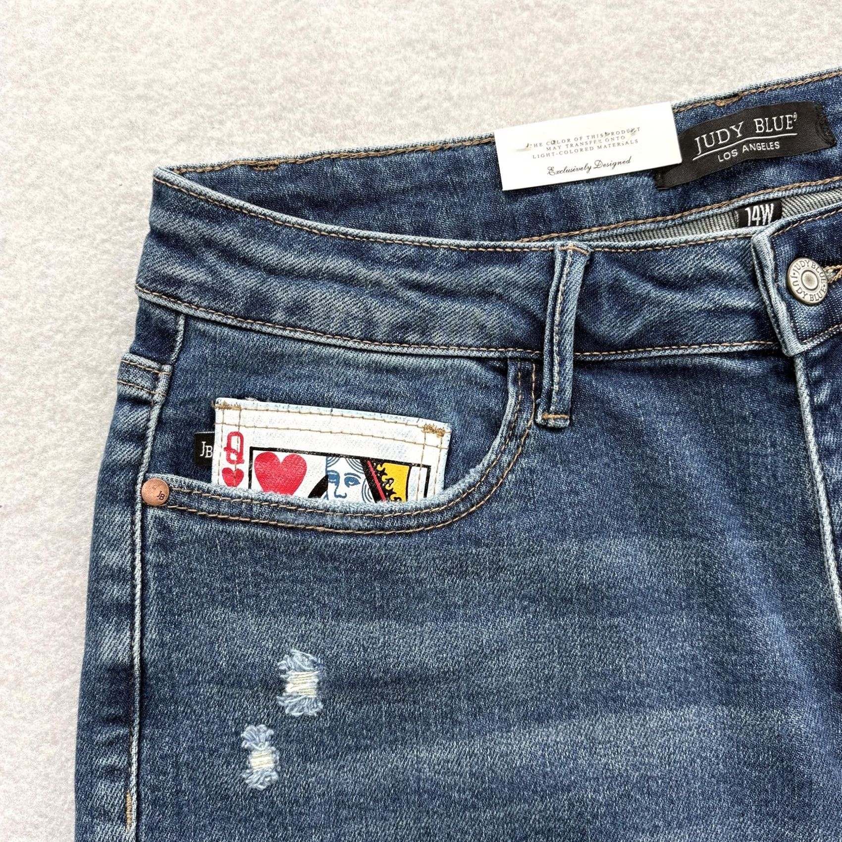 Vintage Judy Blue Boyfriend Jeans Womens 14W Blue Medium Wash High Rise Distressed NWT Jeans Womens 14W Blue Medium Wash Distressed NWT Size 36" / US 14 / IT 50 - 3 Thumbnail