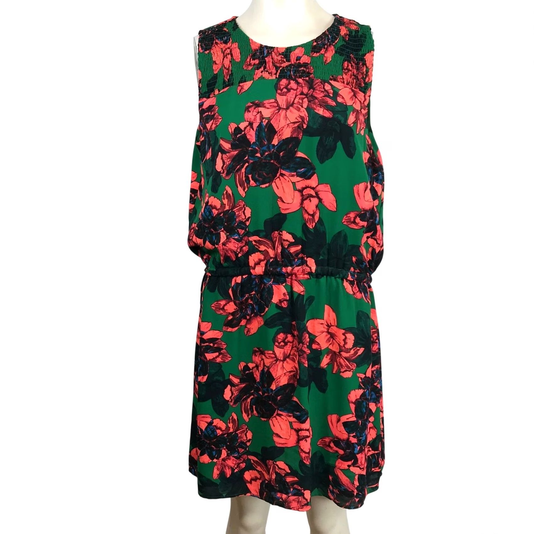 Vince Camuto Vince Camuto Green Floral Smocked Blouson Sleeveless Dress Womens M Size M / US 6-8 / IT 42-44 - 2 Thumbnail
