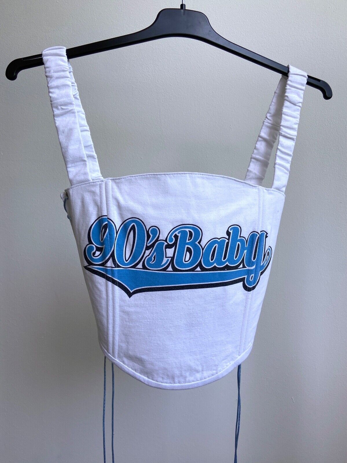 Handmade Handmade 90s Baby White Women's Tank Crop Top Corset Size S / US 4 / IT 40 - 5 Thumbnail