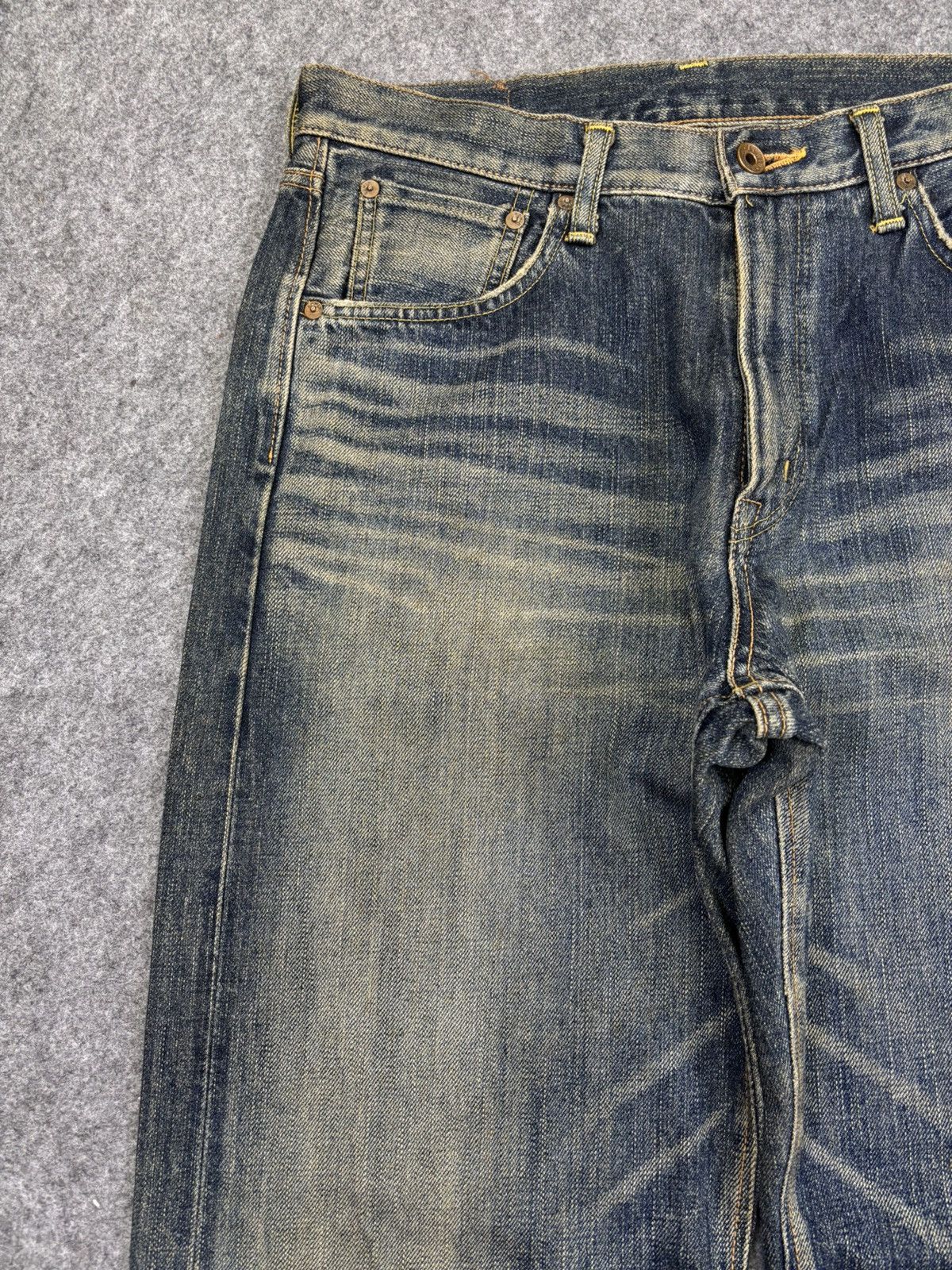 Edwin 💥Wide Selvedge💥Edwin 505z Mudwash DSelvedge Denim F913 Size US 33 - 4 Thumbnail