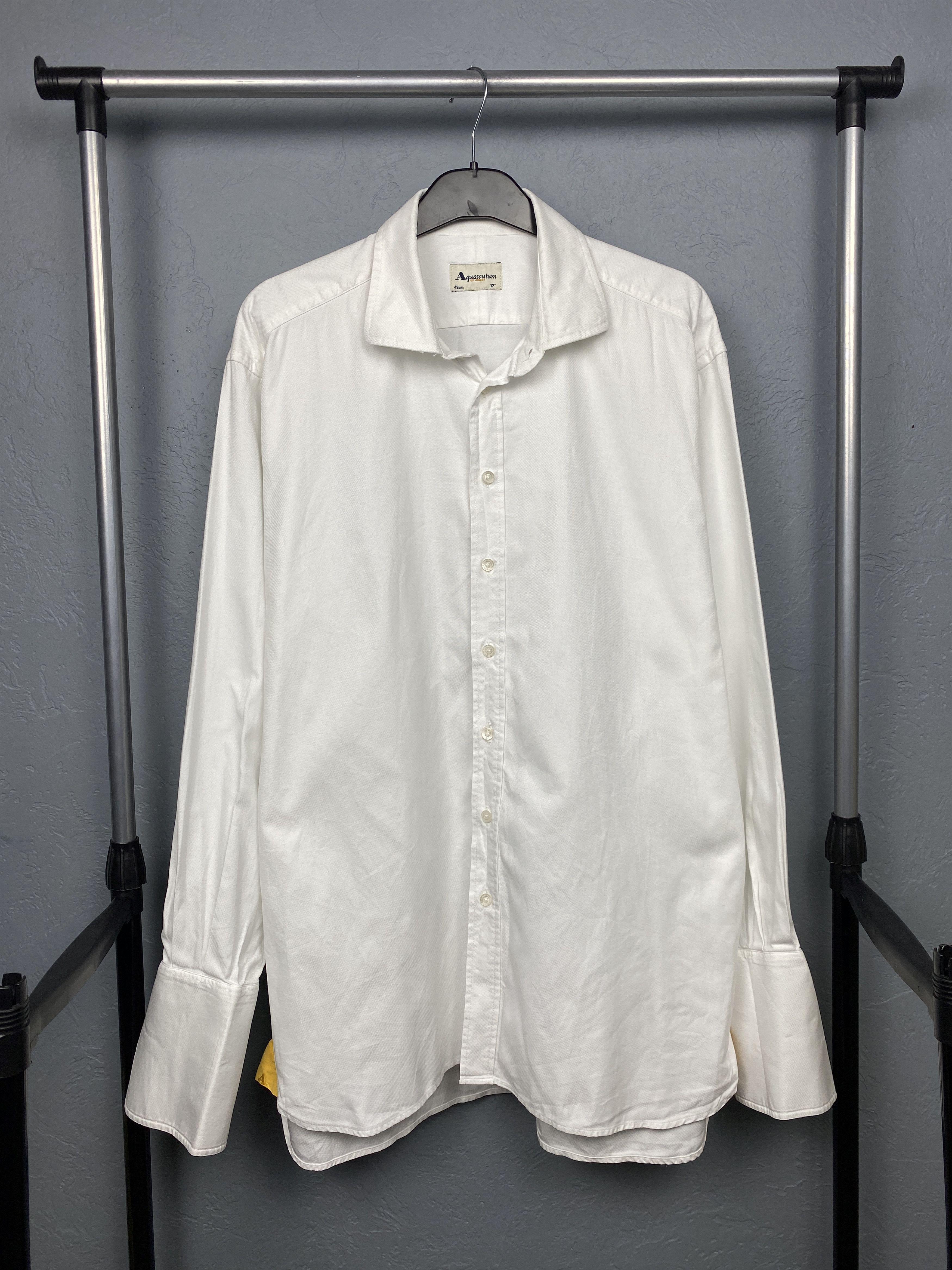 Aquascutum Aquascutum Vintage Mens White Long Sleeve Shirt on cufflinks Size US XL / EU 56 / 4 - 1 Thumbnail