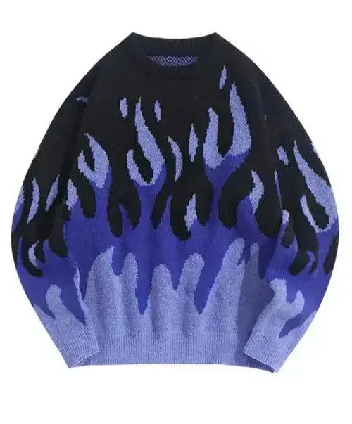 Japanese Brand Sweater for Men Fire Flame Graphic Size US M / EU 48-50 / 2 - 4 Thumbnail