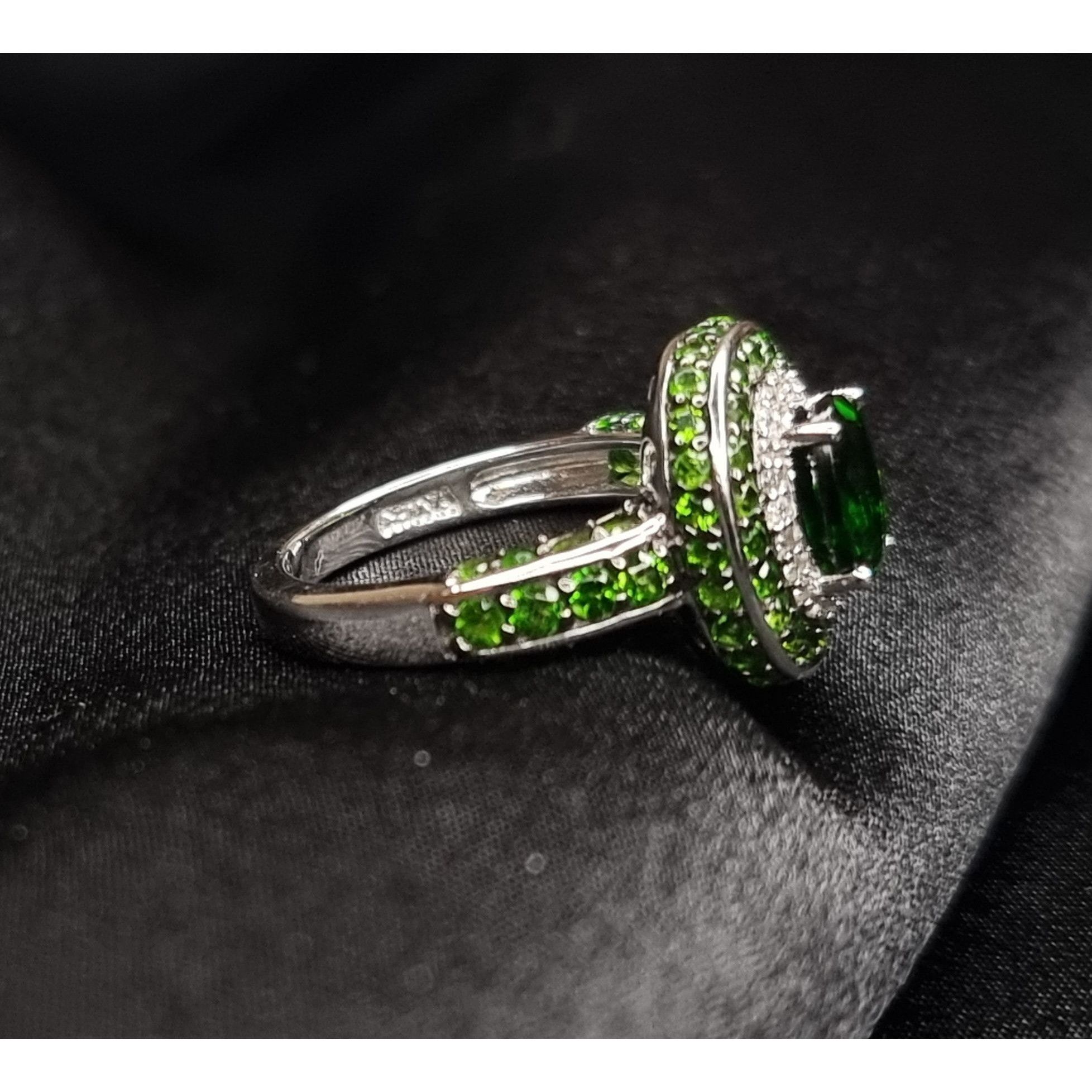 Sterling Silver Natural Chrome Diopside Sterling Silver 925 Ring 6.5 With Gr Size ONE SIZE - 4 Thumbnail