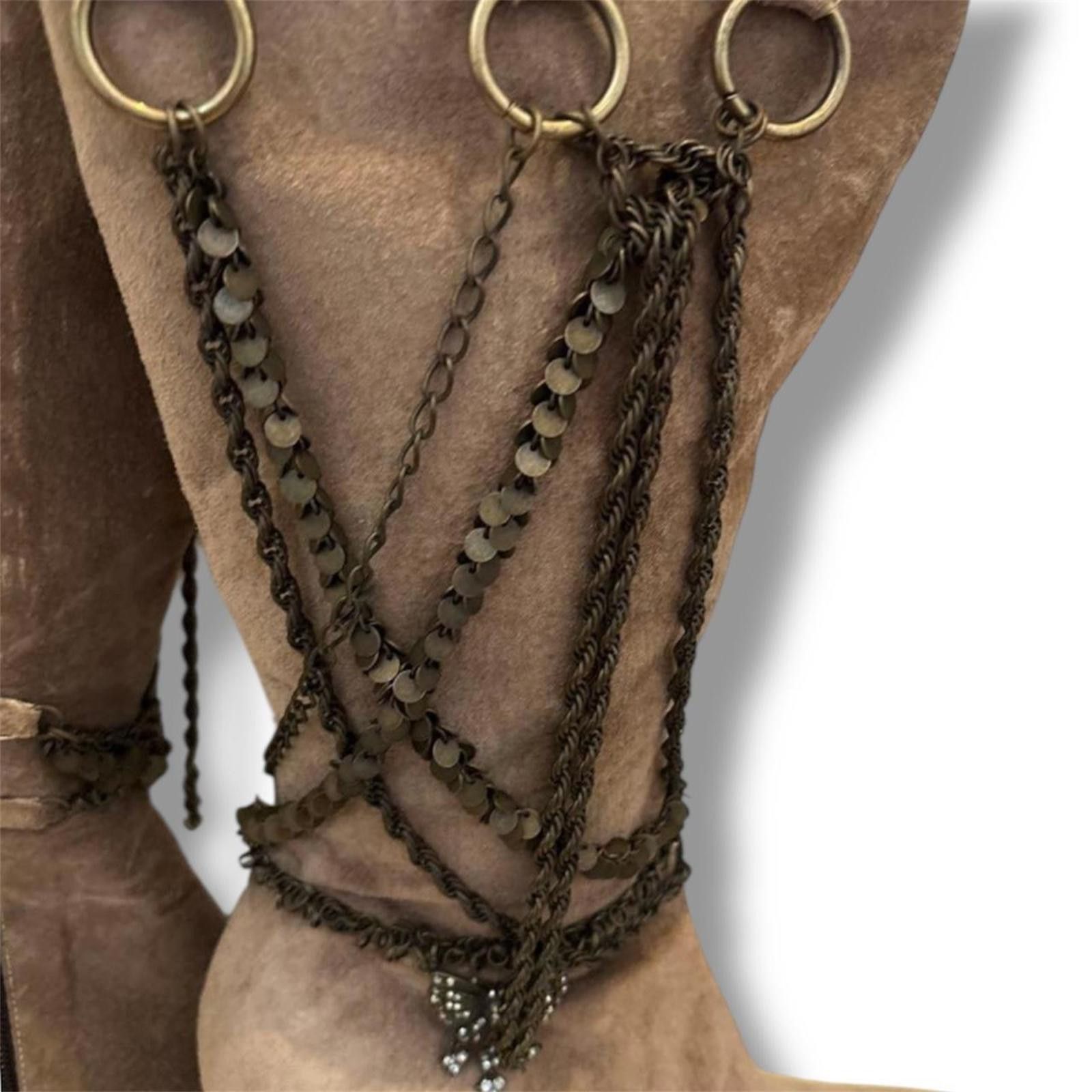 Other Real suede fairy grunge long 2000s style brown winter boots Size US 6 / IT 36 - 4 Thumbnail