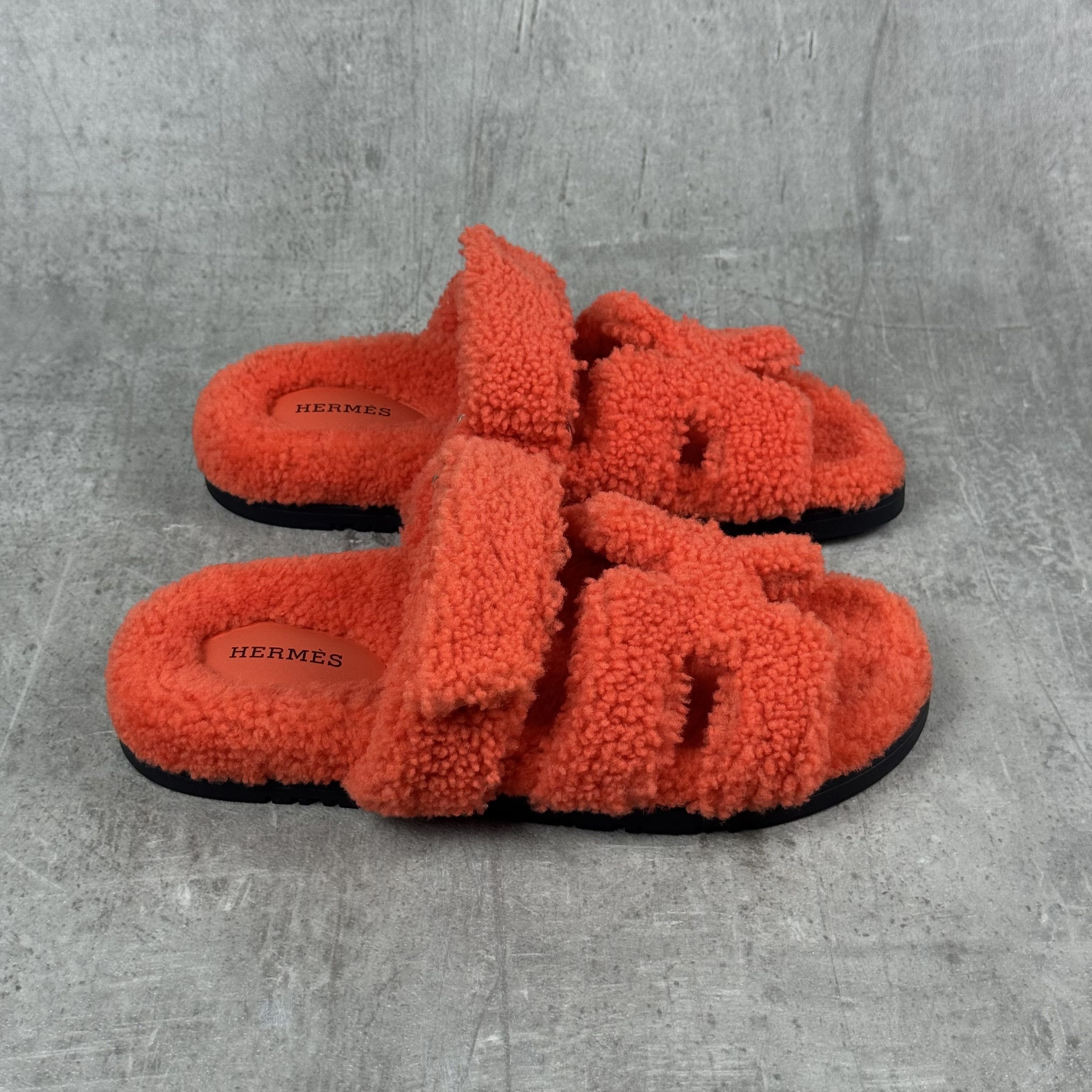 Hermes HERMES Sherling Chypre Sandals in Orange Size US 7 / IT 37 - 6 Thumbnail