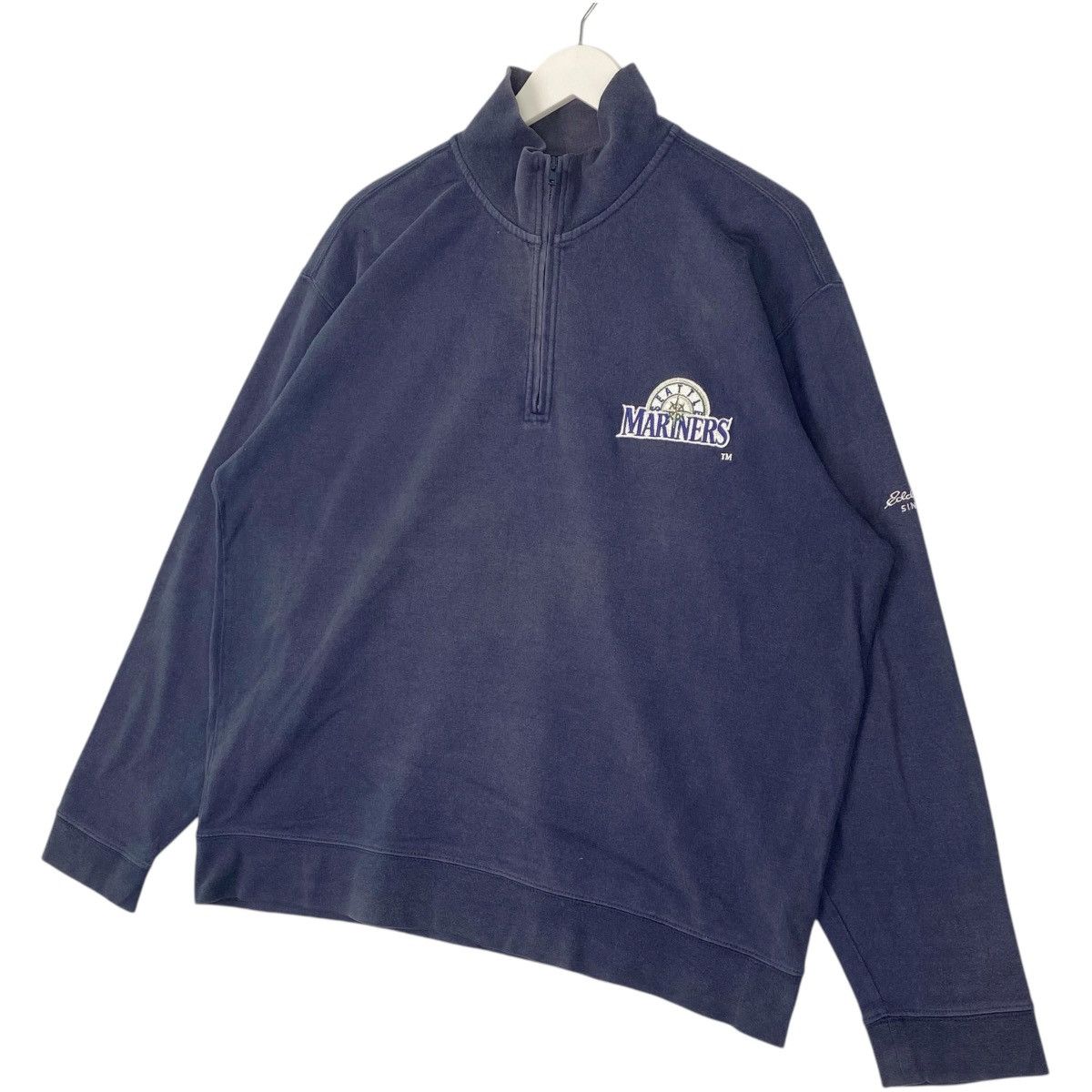 Vintage Vintage Eddie Bauer Embroidered Quater Zip Sweatshirt Blue Size US M / EU 48-50 / 2 - 2 Thumbnail
