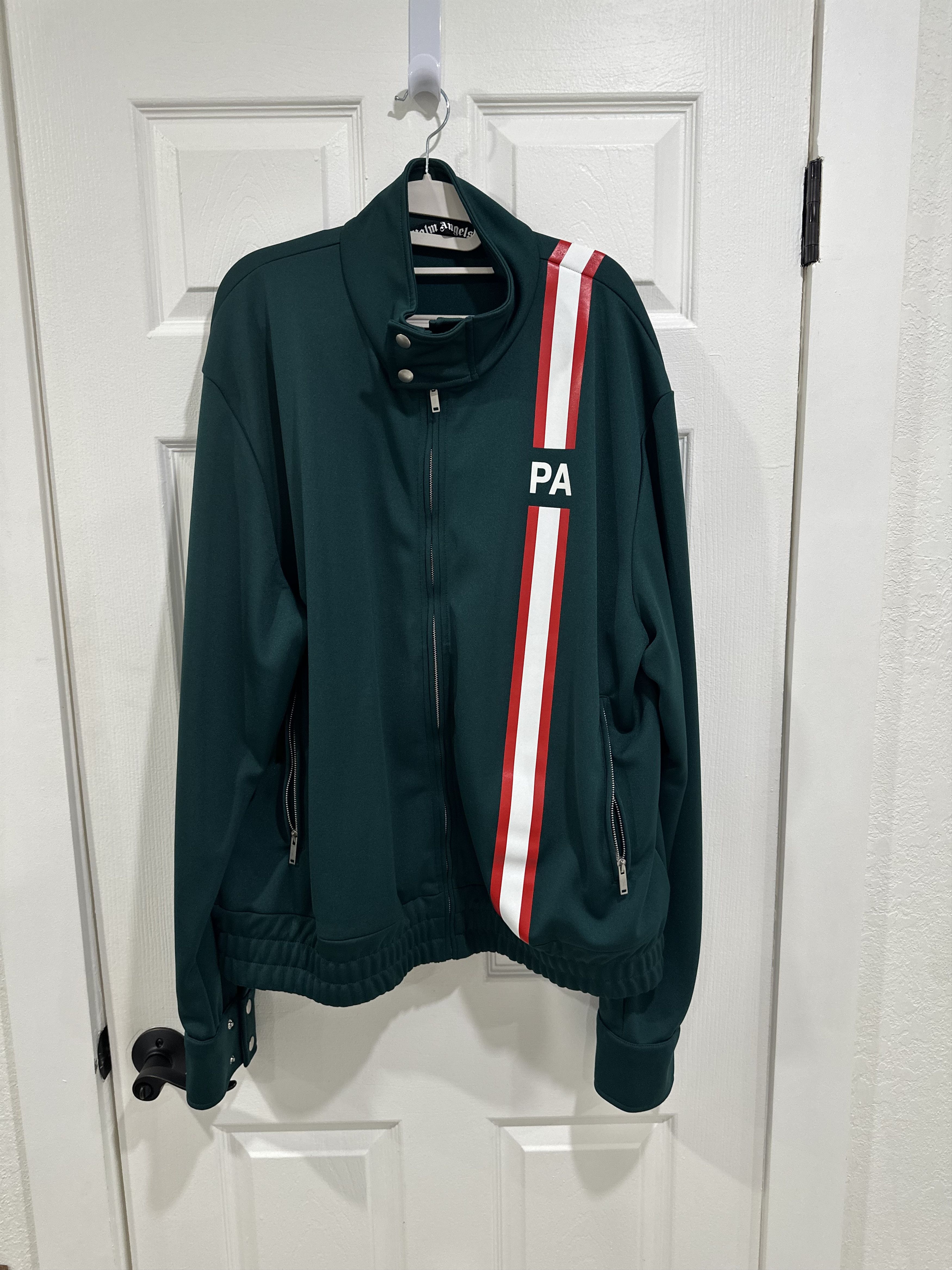 Palm Angels Palm Angels Green Striped Track Jacket Size US XXL / EU 58 / 5 - 2 Thumbnail