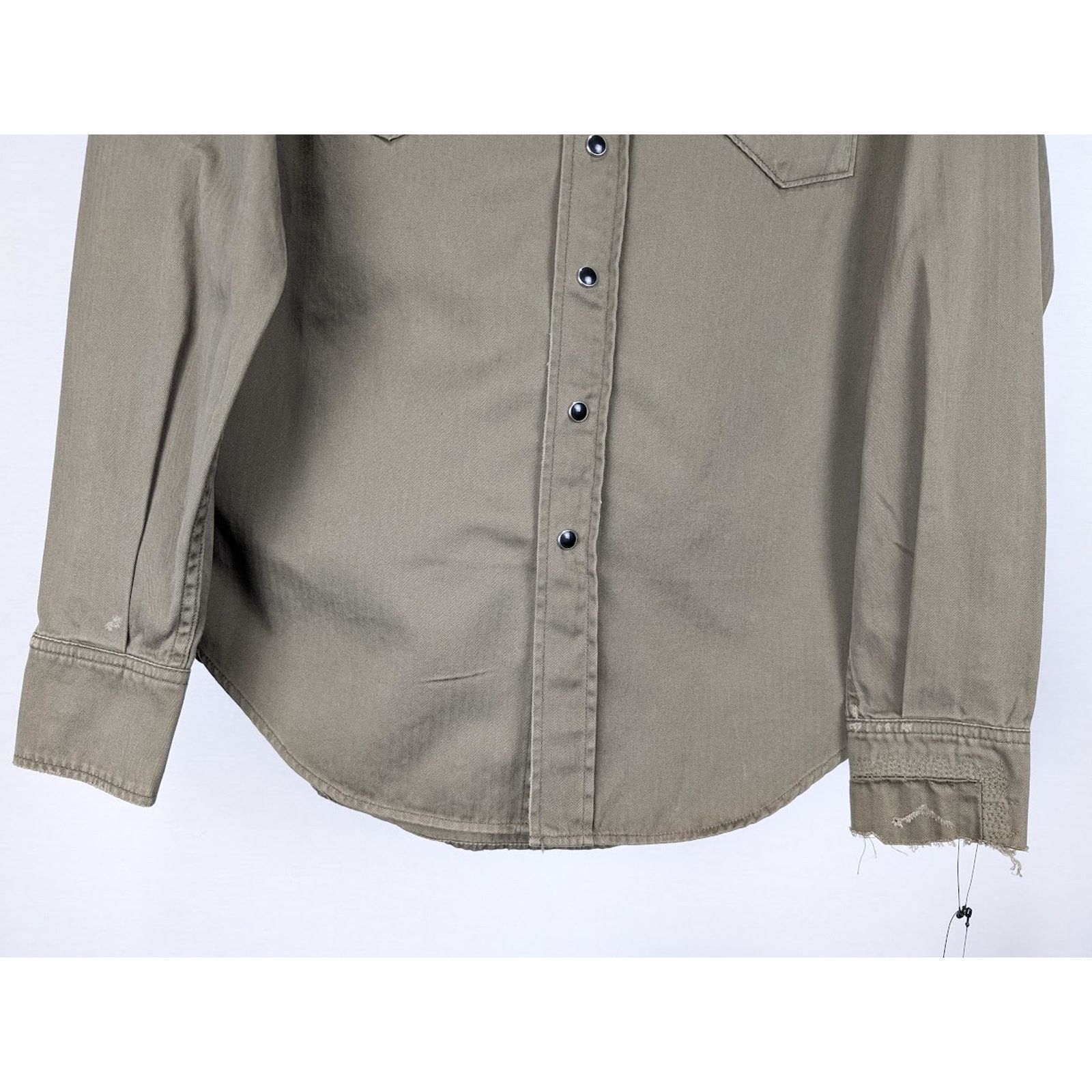 Saint Laurent Paris o1rshd1 Classic Western Shirt in Khaki Stonewash Size US S / EU 44-46 / 1 - 5 Thumbnail