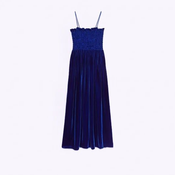 Gucci o1s1wg111025 Long Velvet Dress in Blue Size S / US 4 / IT 40 - 1 Thumbnail