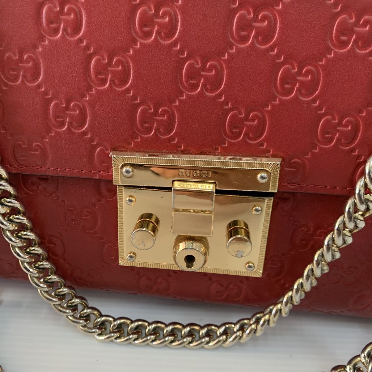 Gucci Gucci Red Leather Chain Shoulder Bag Size ONE SIZE - 4 Thumbnail