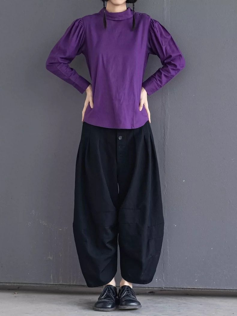 Kenzo KENZO Vintage purple small round neck shirt in early days Size M / US 6-8 / IT 42-44 - 1 Thumbnail