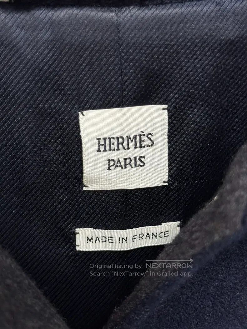 Hermes Hermes Blue-black leather and cashmere flight jacket Size XXS / US 00 / IT 34 - 4 Thumbnail
