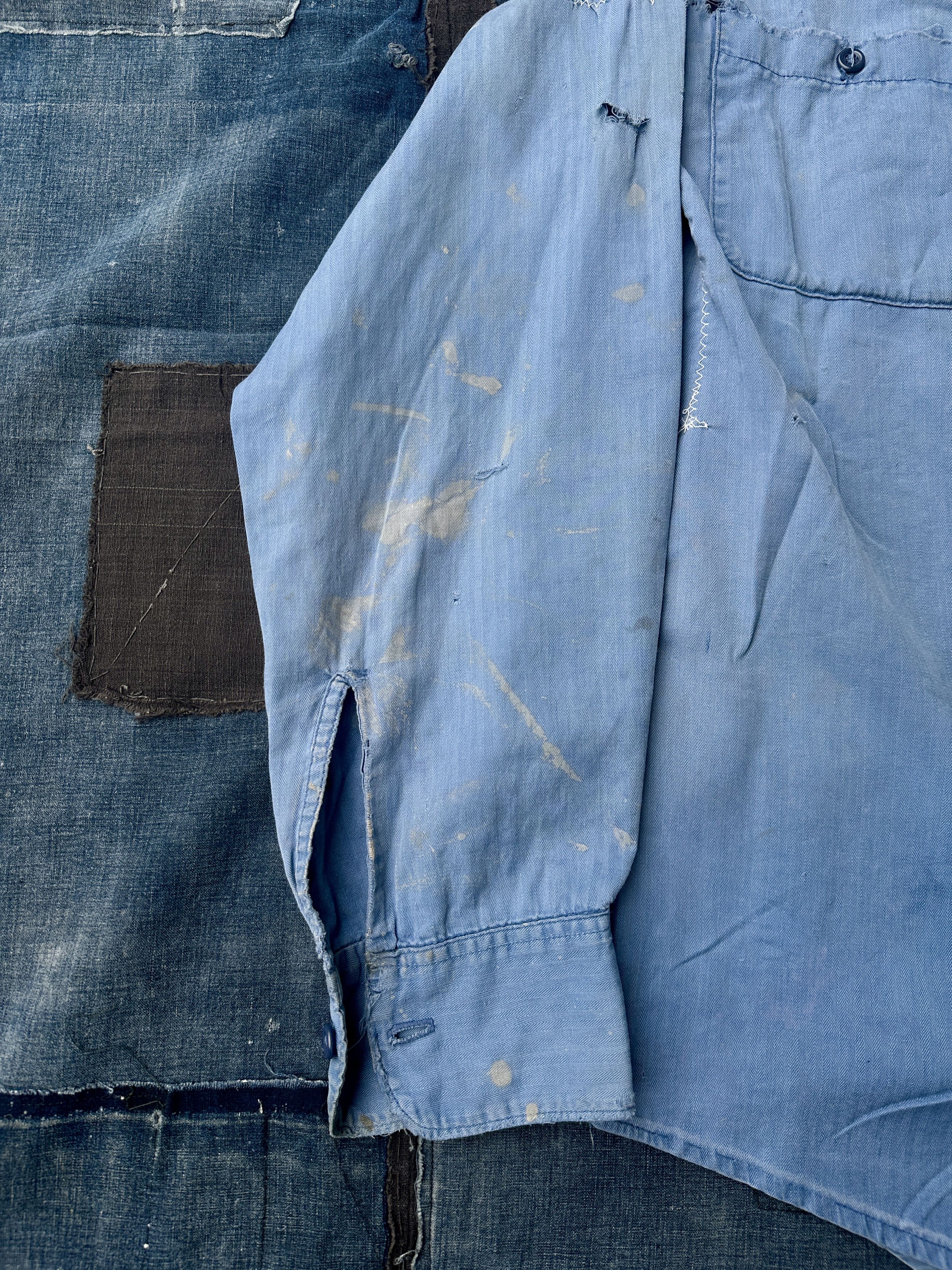 Vintage 40s-50s Herringbone HBT Boro zombie trashed Twill painter Size US M / EU 48-50 / 2 - 7 Thumbnail