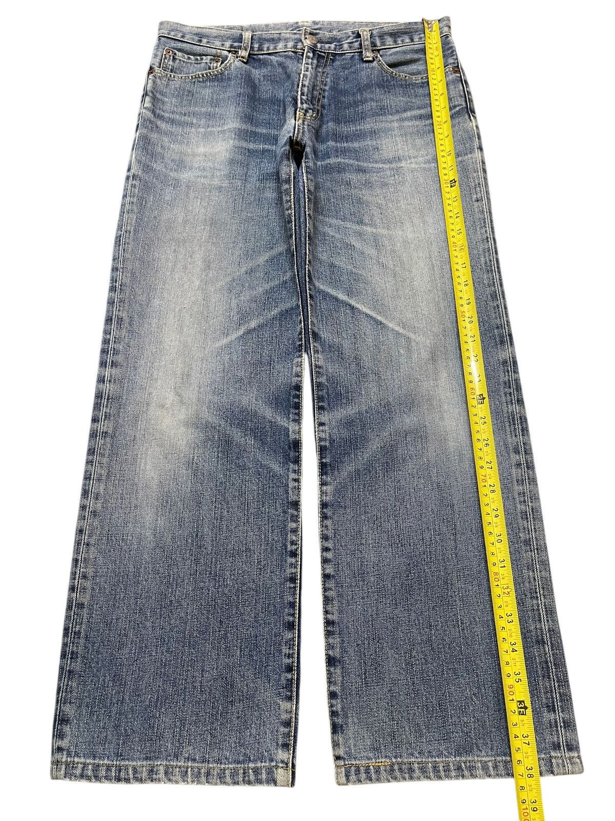 Uniqlo Vintage Y2K Japanese Uniqlo Blue Faded Wash Wide Leg Baggy Size US 33 - 12 Thumbnail