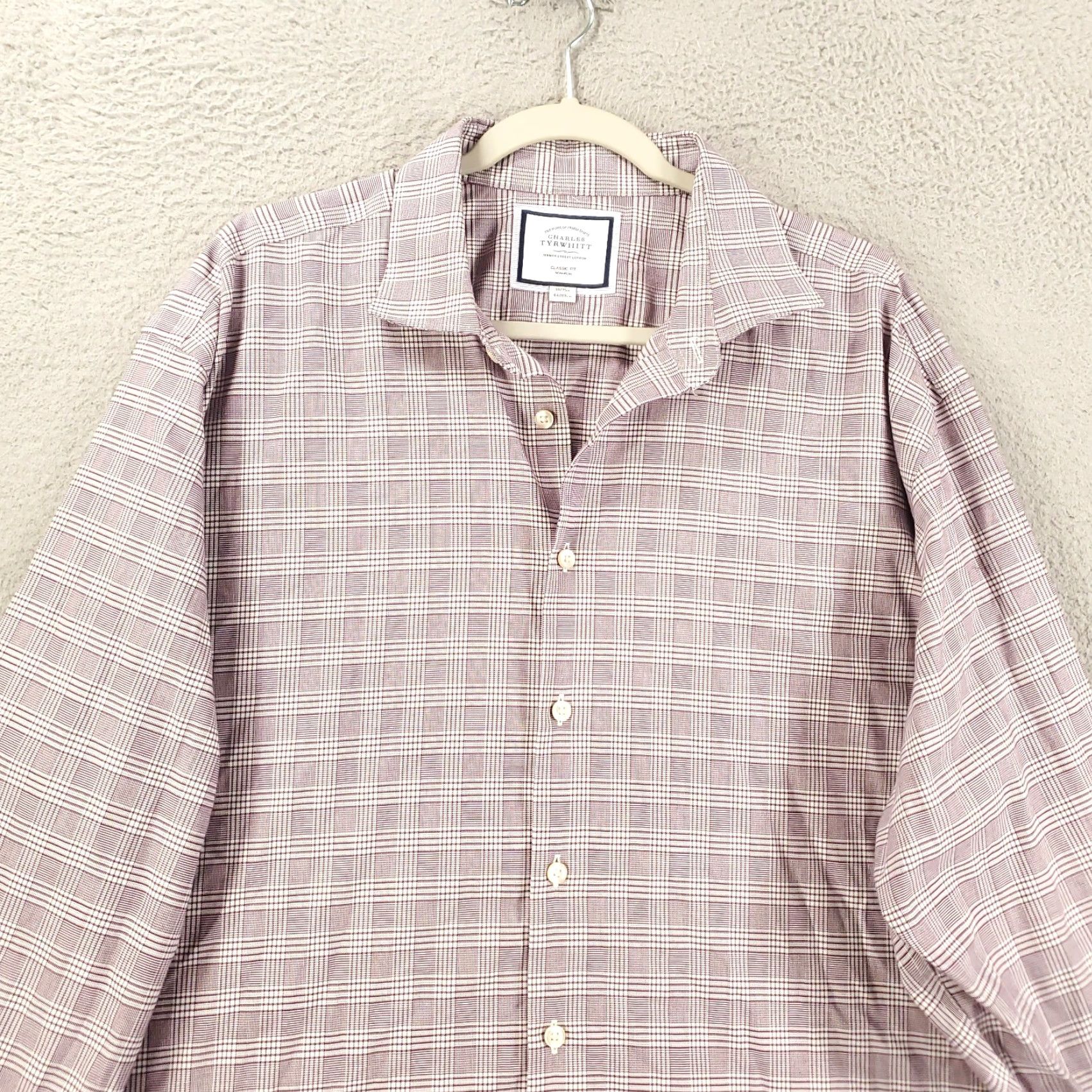 Charles Tyrwhitt Charles Tyrwhitt Shirt Men 18 Red White Classic Fit Non Iron Button Up Plaid Long Sleeve Dress Shirt Mens Regular 100% Cotton Size US XXL / EU 58 / 5 - 2 Thumbnail