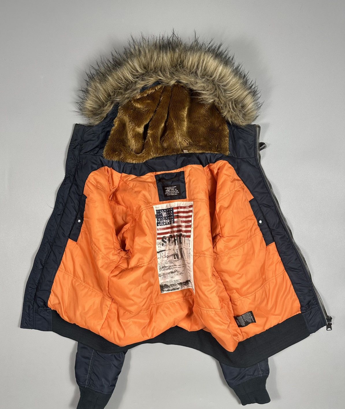 Schott Schott Army Type-U Hooded Faux Fur Nylon Bomber Jacket Size US L / EU 52-54 / 3 - 3 Thumbnail