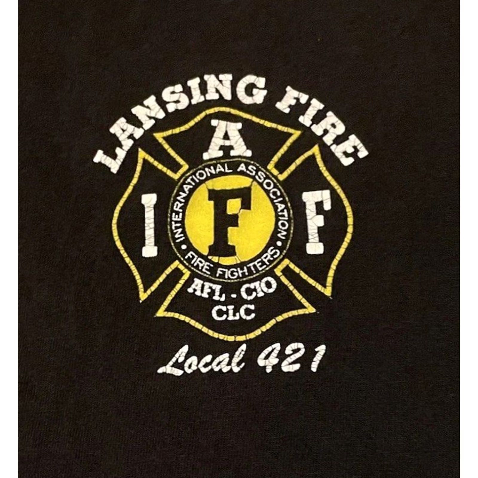 Vintage VINTAGE Lansing Fire Dept Faded Shirt 2XL Black USA Police Fighter Cop Biker Grunge 90s Shirt Mens Size US XXL / EU 58 / 5 - 4 Thumbnail