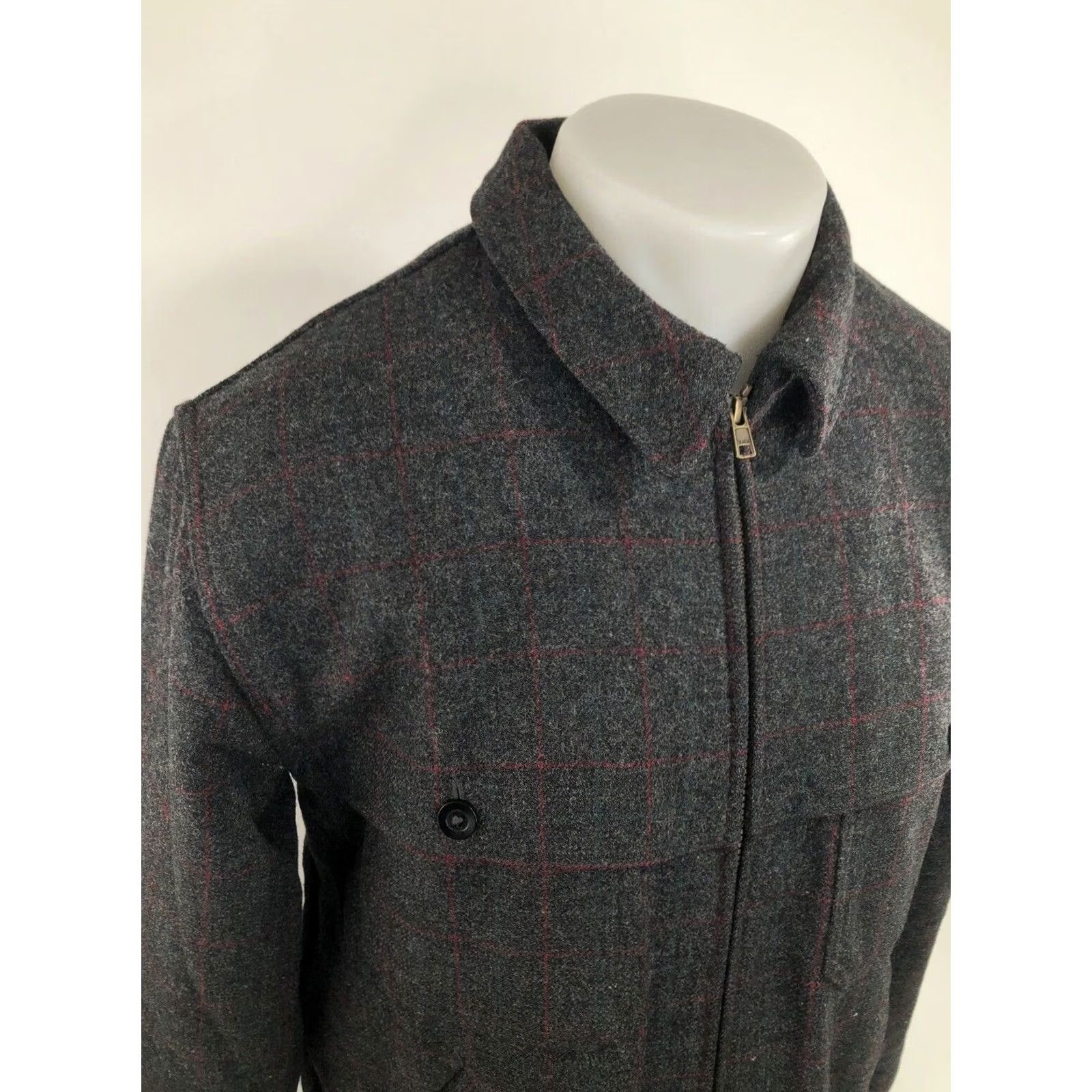 Vintage rare L.L. BEAN WOOL BLEND GORE WINDSTOPPER Heavy Duty Field Ranch Jacket S Mens Gray Red Size US S / EU 44-46 / 1 - 2 Thumbnail