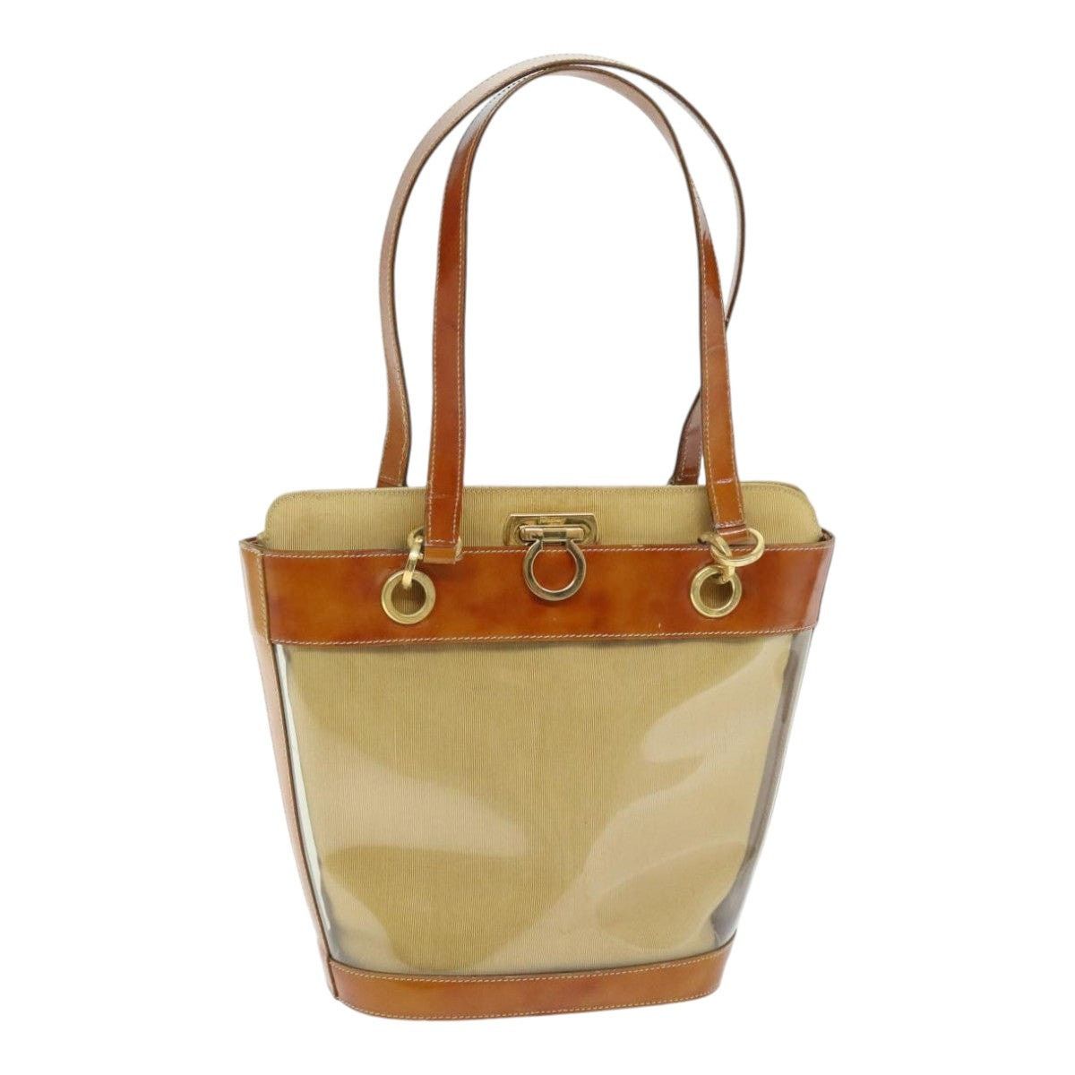 Salvatore Ferragamo Salvatore Ferragamo Gancini Shoulder Bag Vinyl Beige Orange Size ONE SIZE - 1 Thumbnail