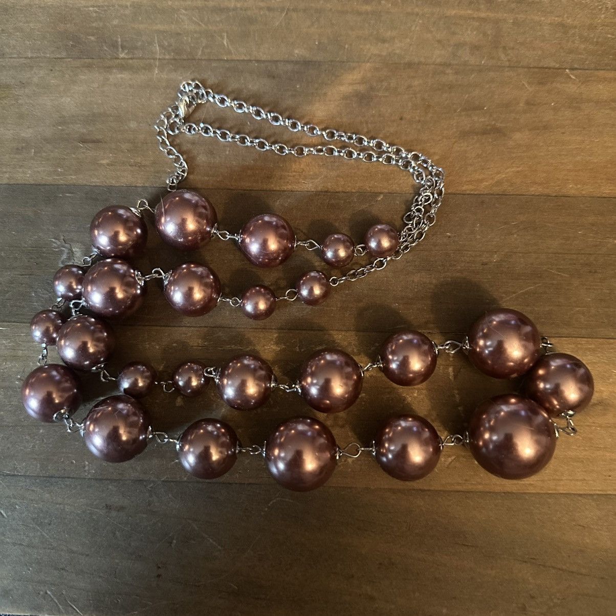 Other Metallic bronze chunky bead chain necklace Size ONE SIZE - 2 Thumbnail
