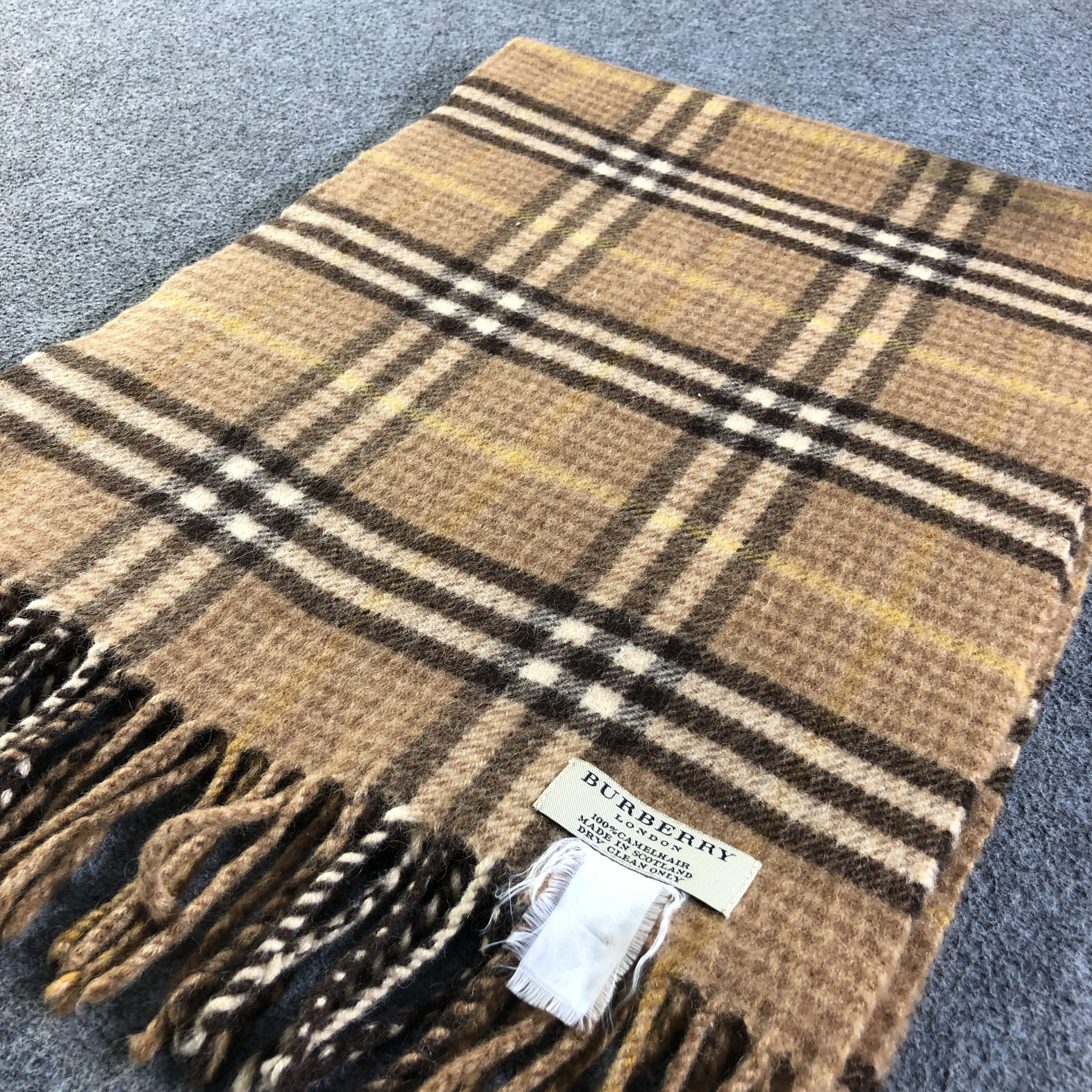 Burberry Burberry Tartan Camel Hair Scarf Muffler V2684 Size ONE SIZE - 4 Thumbnail