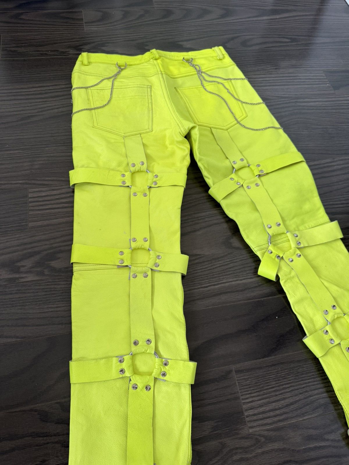 Ev Bravado × Vlone × Who Decides War Ev Bravado LEATHER BONDAGE NEON GREEN Size US 30 / EU 46 - 11 Thumbnail