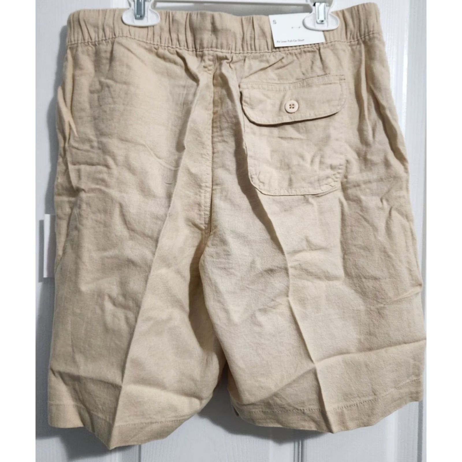Onia Onia Mens S Air Linen Shorts Chambray Tan Pockets Elastic Waist Pull On Size US 29 - 2 Thumbnail
