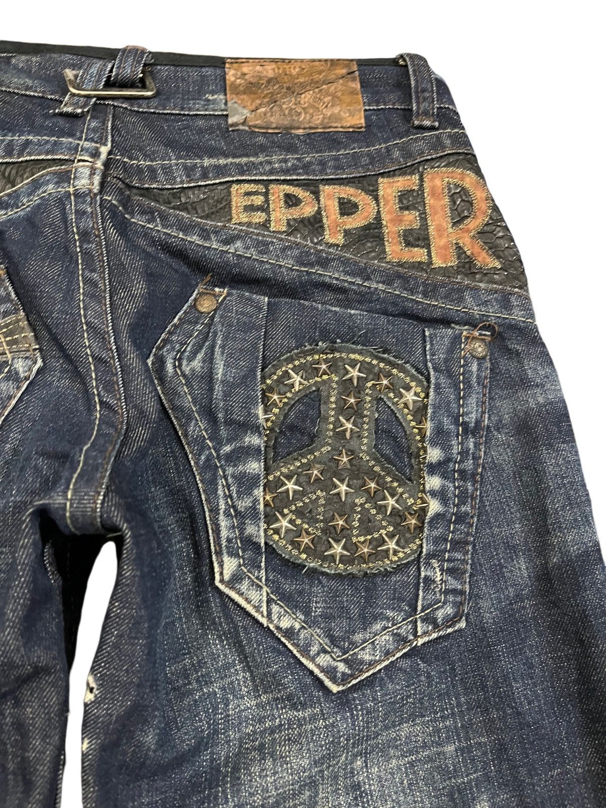 Japanese Brand Vintage Red Pepper Stars Punk Distressed Denim Size US 30 / EU 46 - 10 Thumbnail