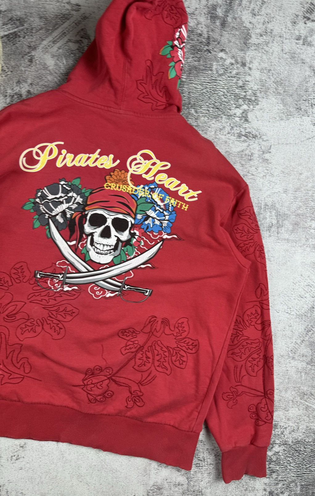 Japanese Brand × Vintage Y2K Skull John Devin Pirates Heart Ed Hardy Style Zip Hoodie Size US L / EU 52-54 / 3 - 15 Thumbnail