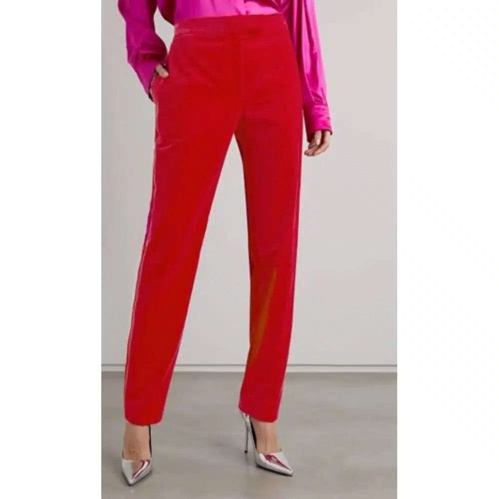 Tom Ford o1loc1c1224 PAW448 Velvet Pant in Red Size 27" / US 4 / IT 40 - 3 Thumbnail