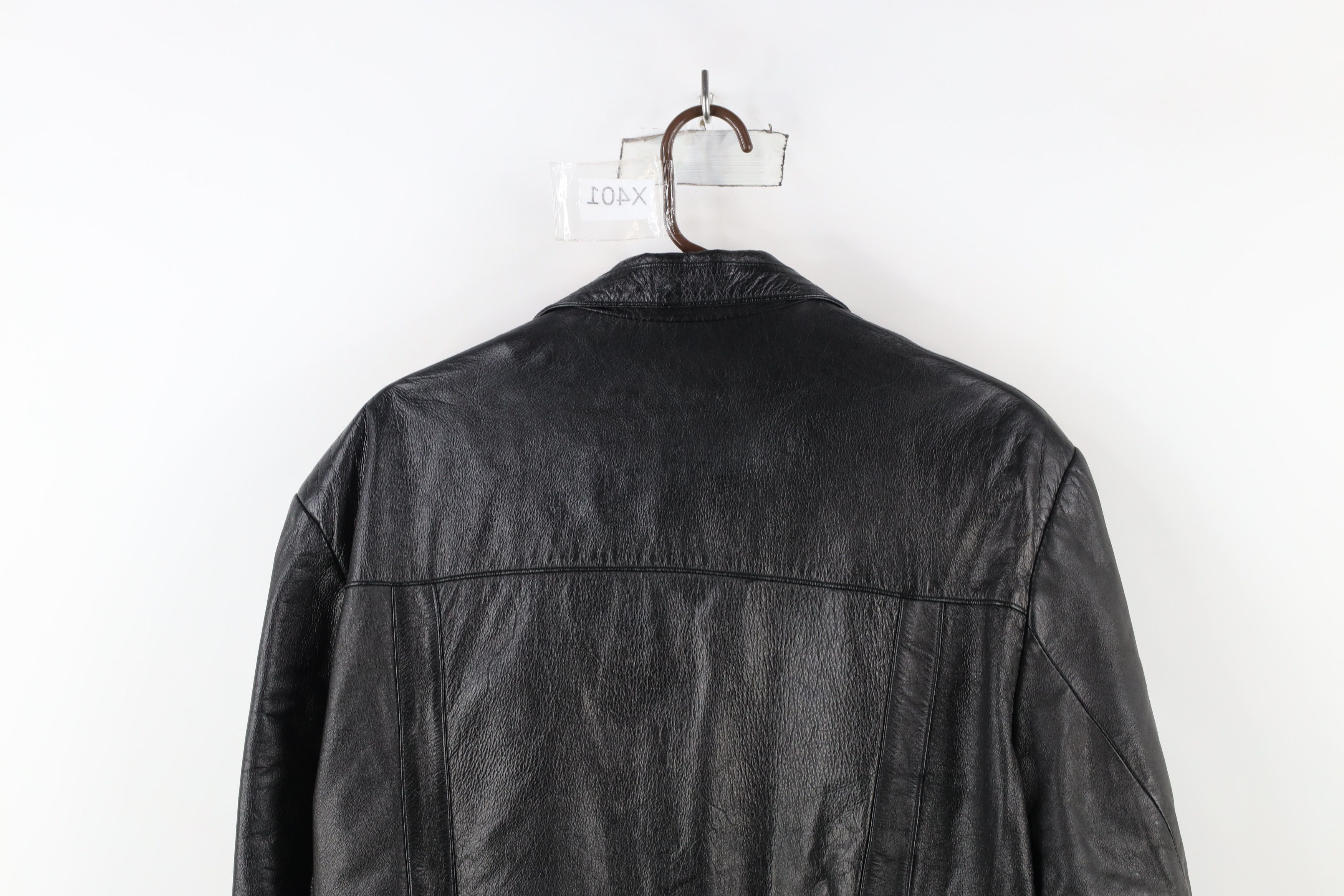 Vintage Vintage 90s Streetwear Leather Full Button Jacket Black Size US M / EU 48-50 / 2 - 15 Thumbnail