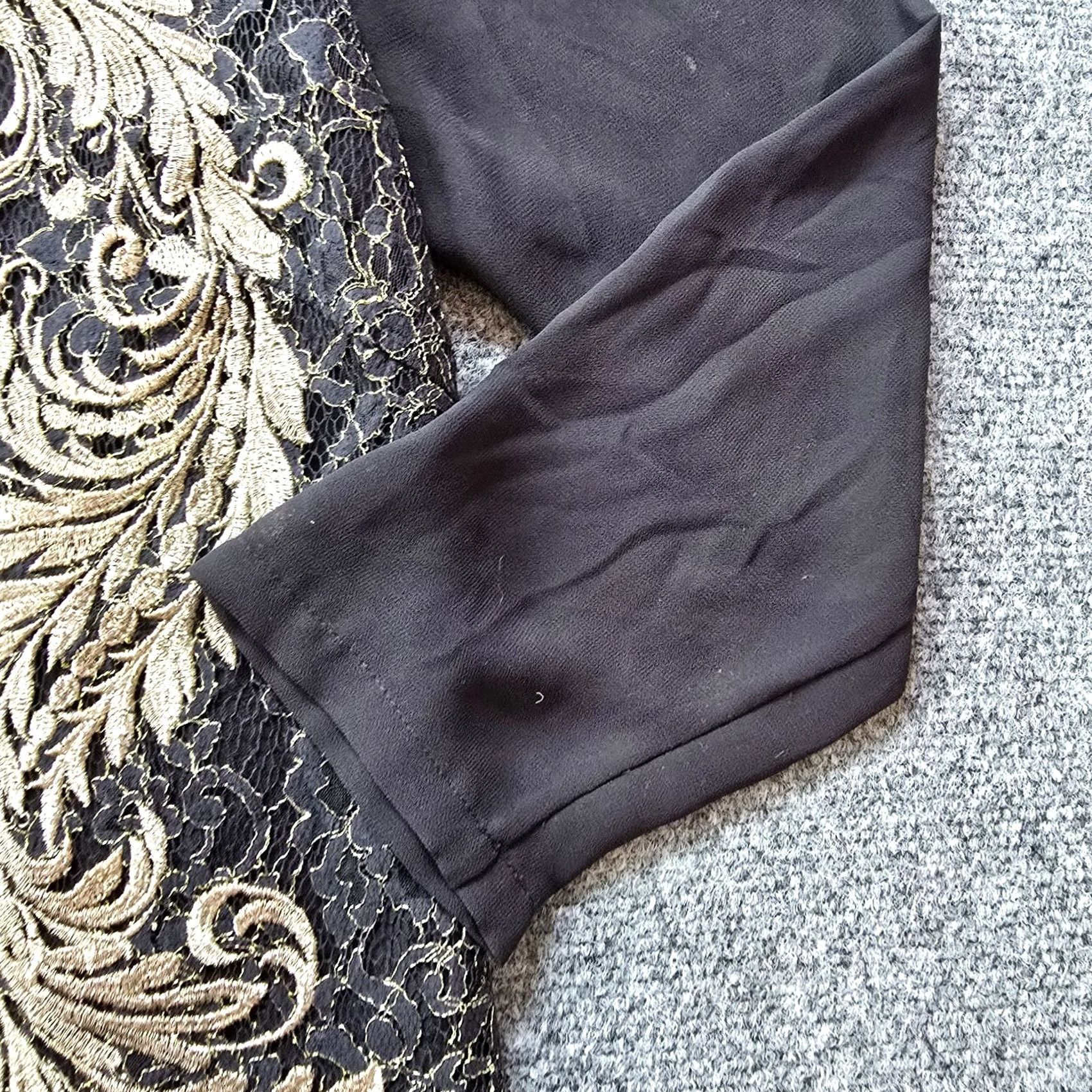 Ted Baker Ted Baker Top Womens Size 3 Black Gold Embroidery Floral Sheer Classic Cocktail blouse Size M / US 6-8 / IT 42-44 - 4 Thumbnail