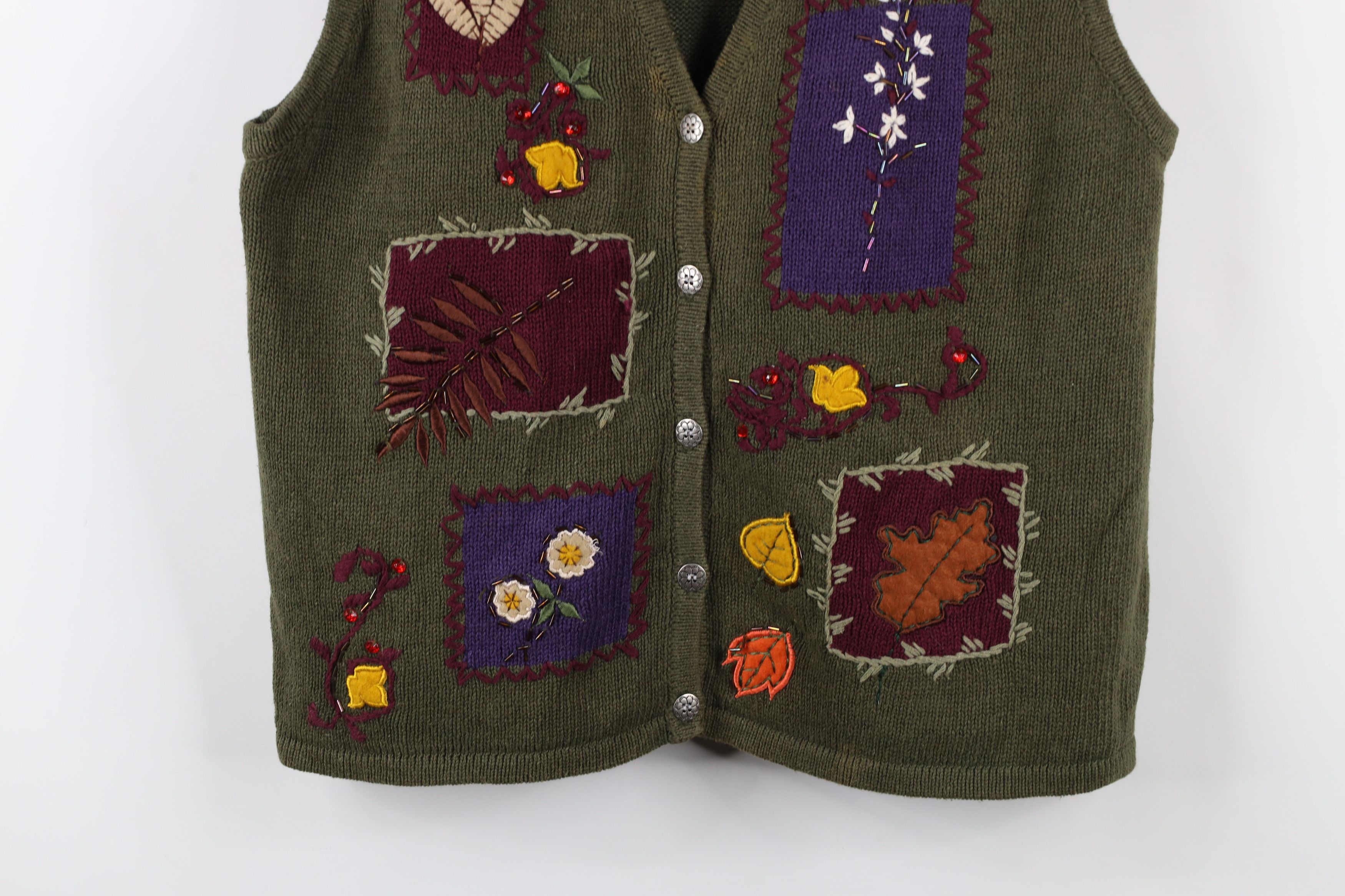 Vintage Vintage 90s Streetwear Flower Knit Cardigan Sweater Vest Size XL / US 12-14 / IT 48-50 - 3 Thumbnail