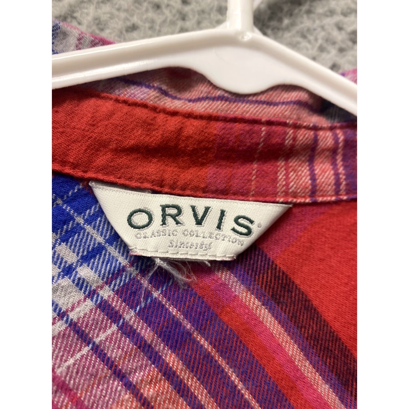 Orvis Orvis Shirt Womens L Red Purple White Plaid Button Up Outdoors Ladies 102-16 Red Button Collared Casual All Seasons Pockets Cotton Polyester Spandex Size L / US 10 / IT 46 - 4 Thumbnail