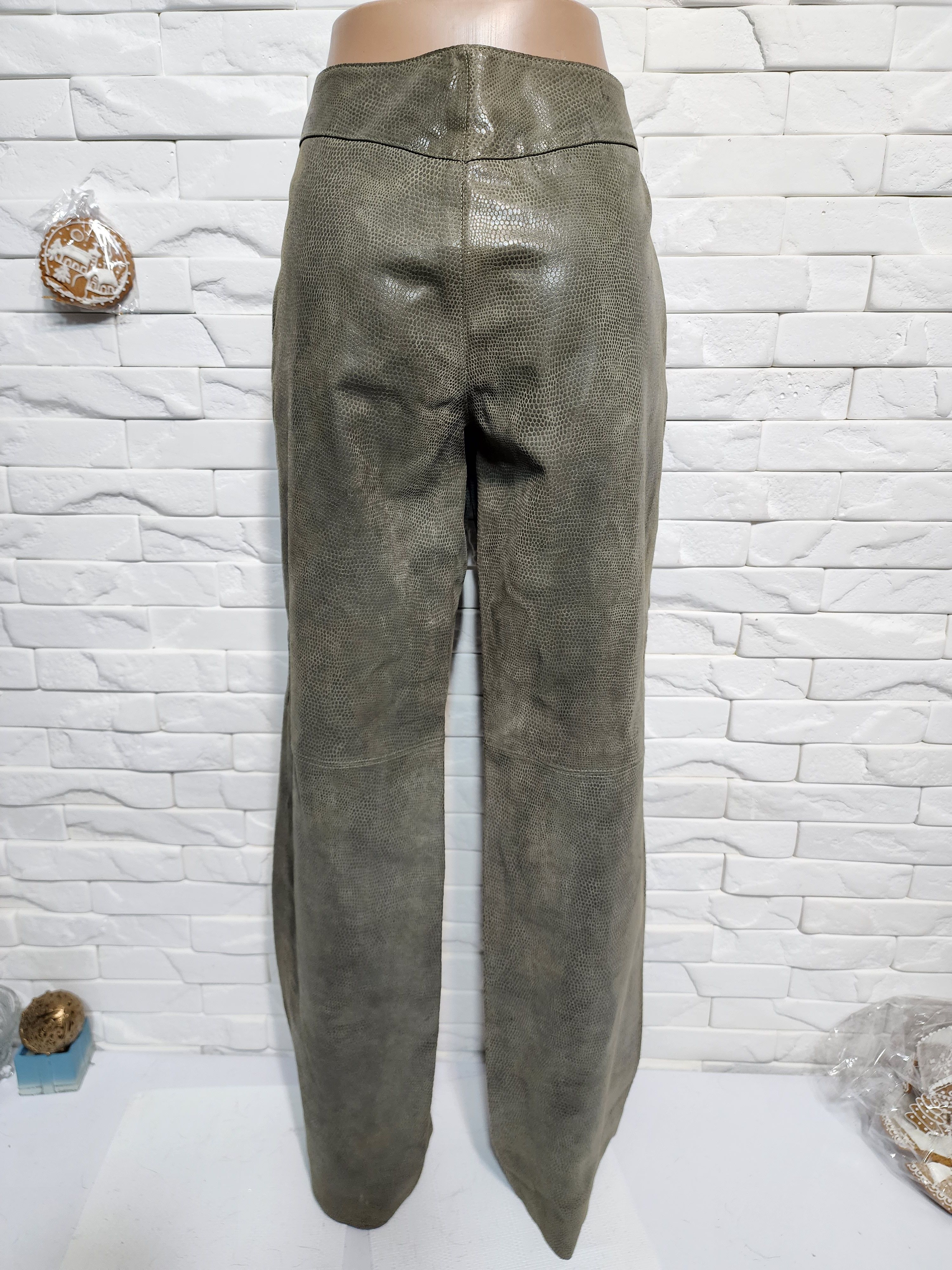 Other Gray Leather Pants: Women's Fitted Genuine Leather Trousers Size 31" - 6 Thumbnail