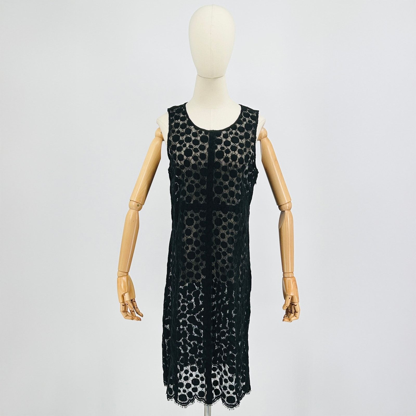 Theory Theory Black Lace Mesh Sleeveless Minimalist Midi Dress Size L / US 10 / IT 46 - 1 Thumbnail