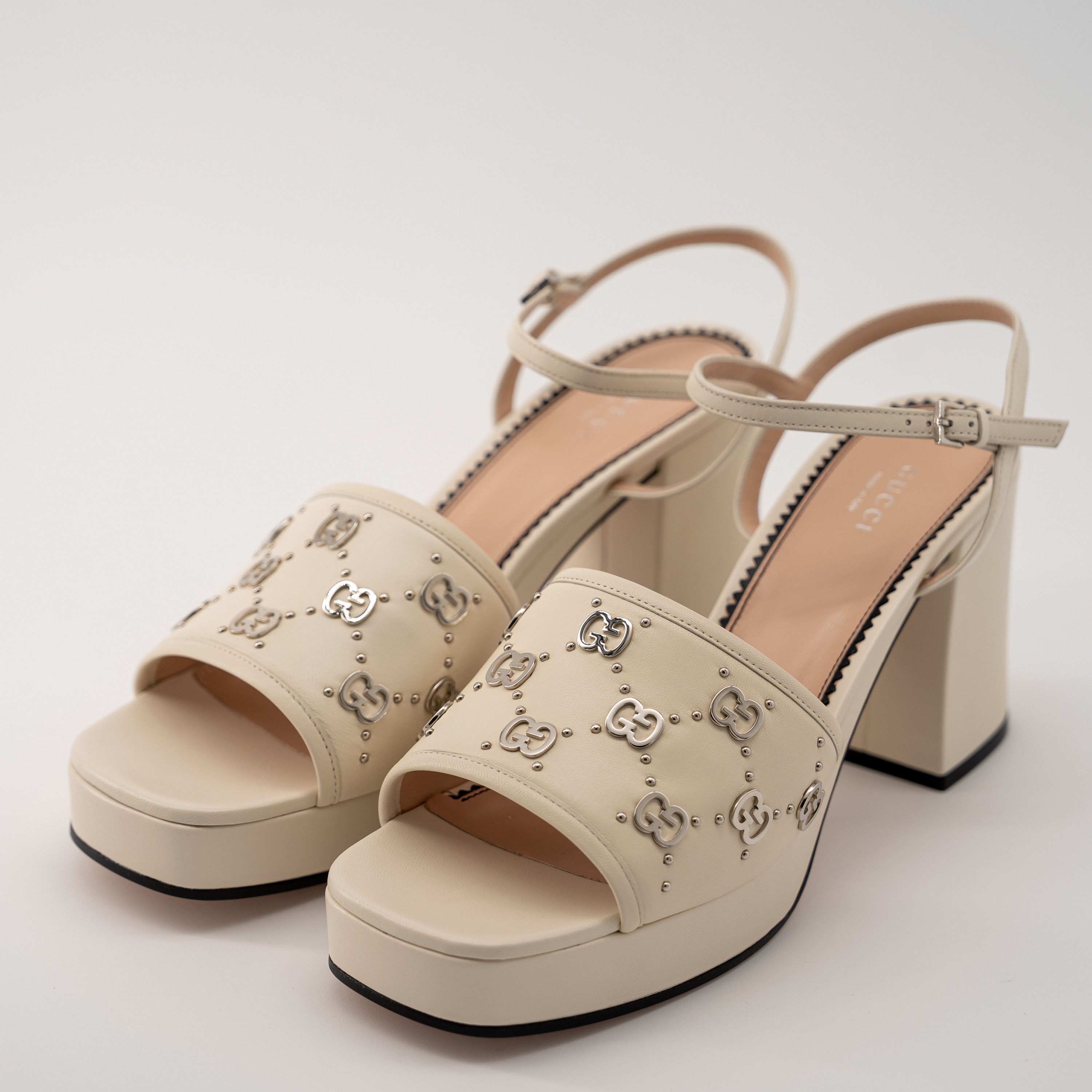 Gucci US 11.5 Gucci GG Studs Strap Sandals White Cream Leather Size US 11.5 / IT 41.5 - 1 Thumbnail