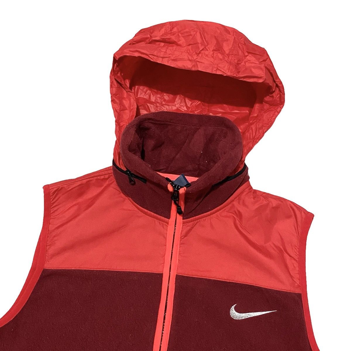 Nike × Vintage Nike nylon fleece vest hidden hoodie Size US M / EU 48-50 / 2 - 3 Thumbnail