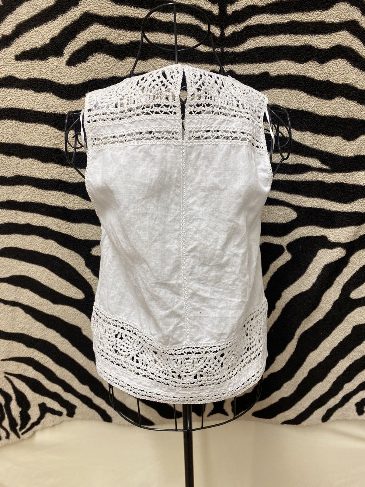 Vintage White sleeveless cotton tunic Size S / US 4 / IT 40 - 5 Thumbnail