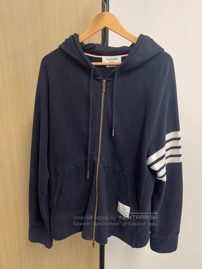 Thom Browne Thom Browne size 7 Four-stripe Zipper Jacket Dark Blue Size US XXL / EU 58 / 5 - 1 Thumbnail