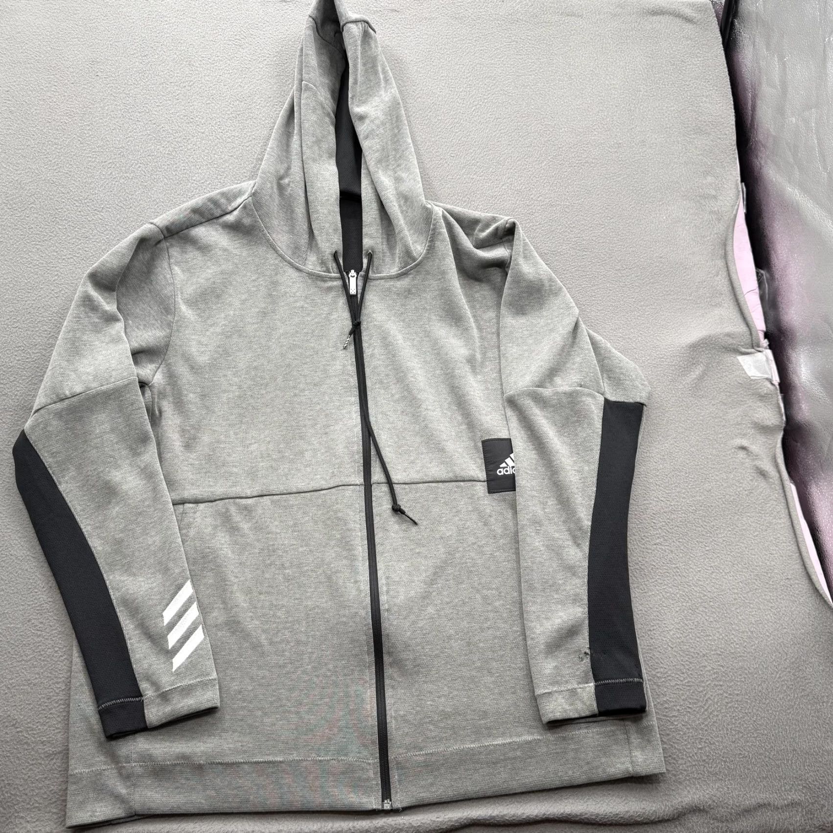 Adidas Adidas Hoodie Mens 2XLT Gray Full Zip Basketball Club Sweatshirt Pockets Logo Hooded Zip Front Pockets Size US XXL / EU 58 / 5 - 2 Thumbnail