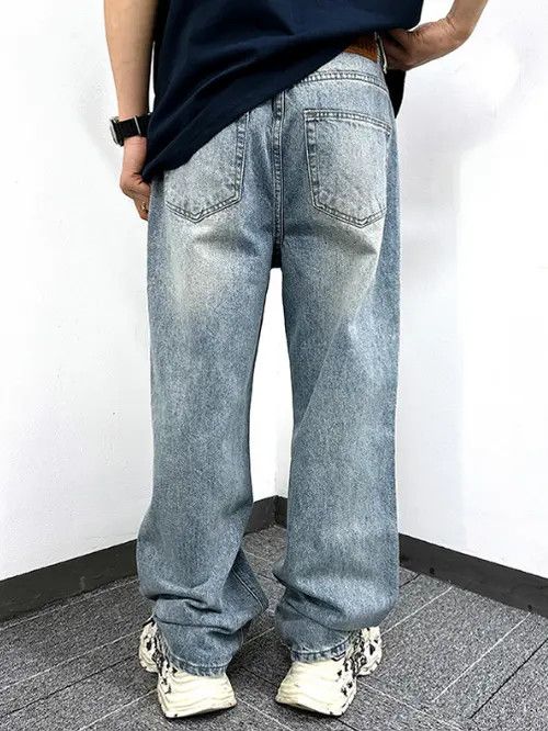VIBE Retro distressed straight loose trendy washed simple jeans Size US 32 / EU 48 - 8 Thumbnail